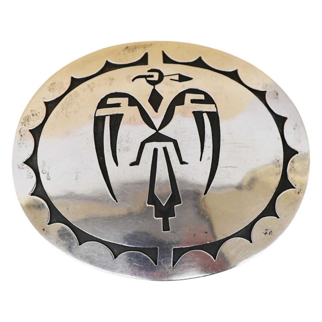 William Yazzie Navajo Thunderbird Sterling Buckle