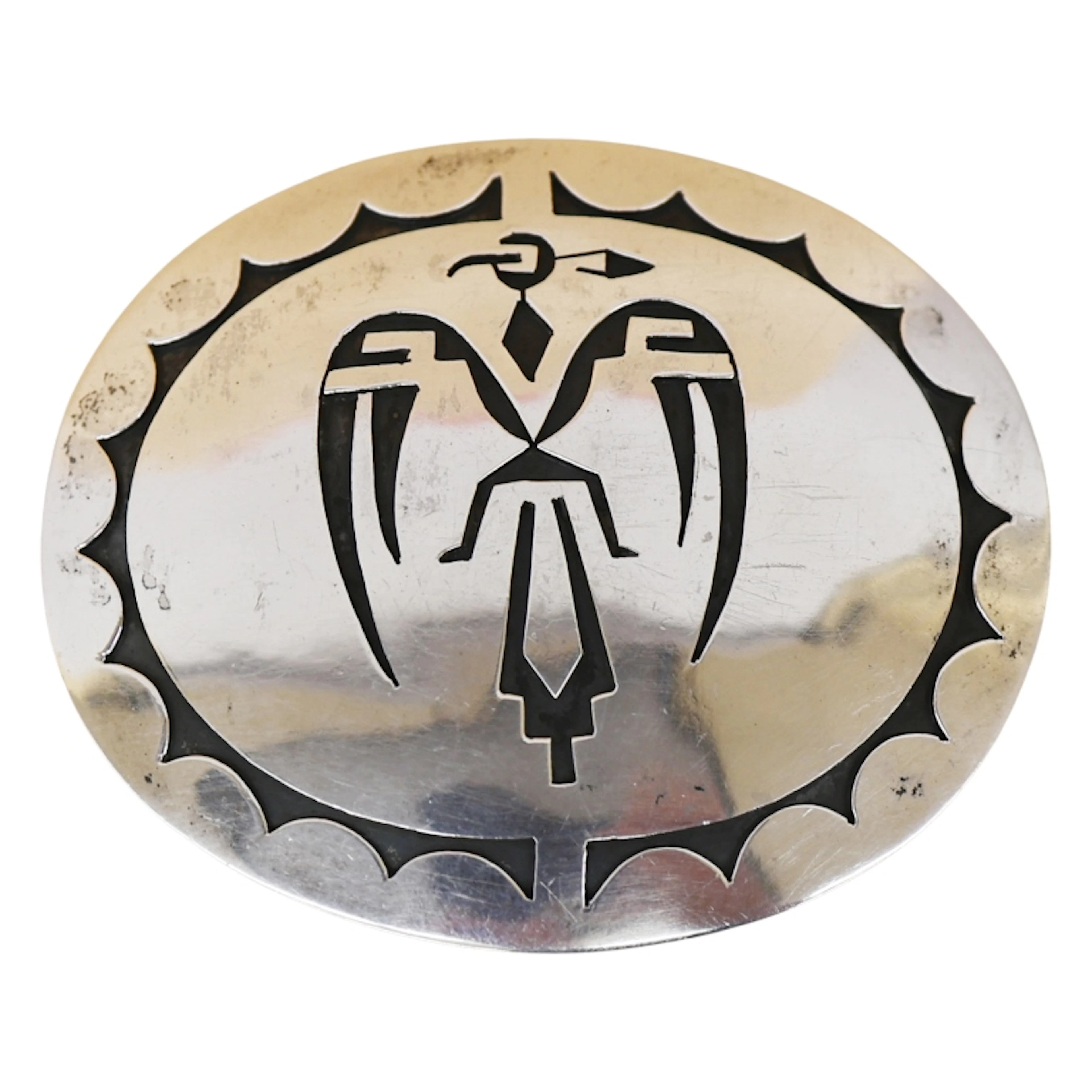 William Yazzie Navajo Thunderbird Sterling Buckle