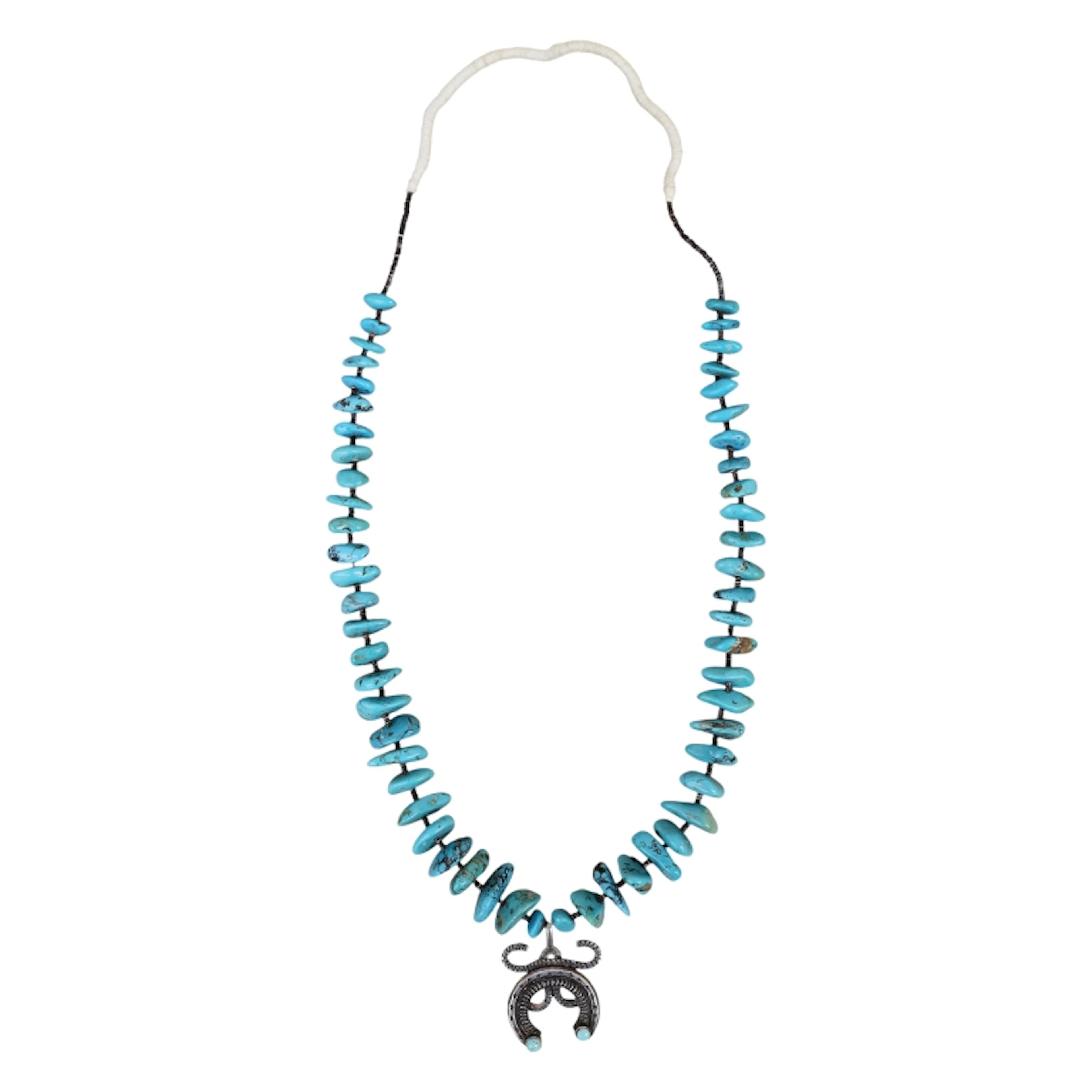 Native American Silver & Turquoise Naja Necklace