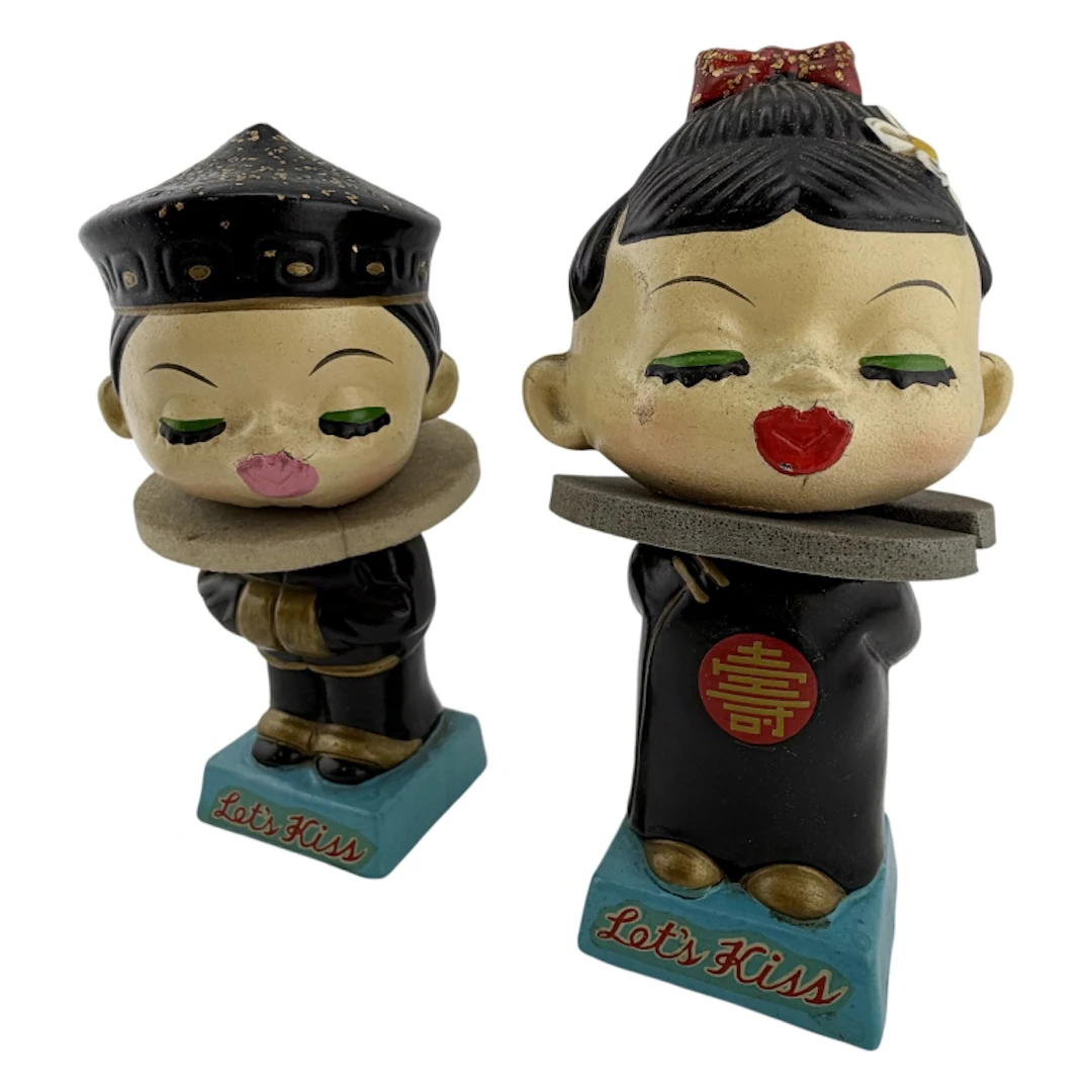 Japanese "Let's Kiss" Magnetic Bobblehead Banks