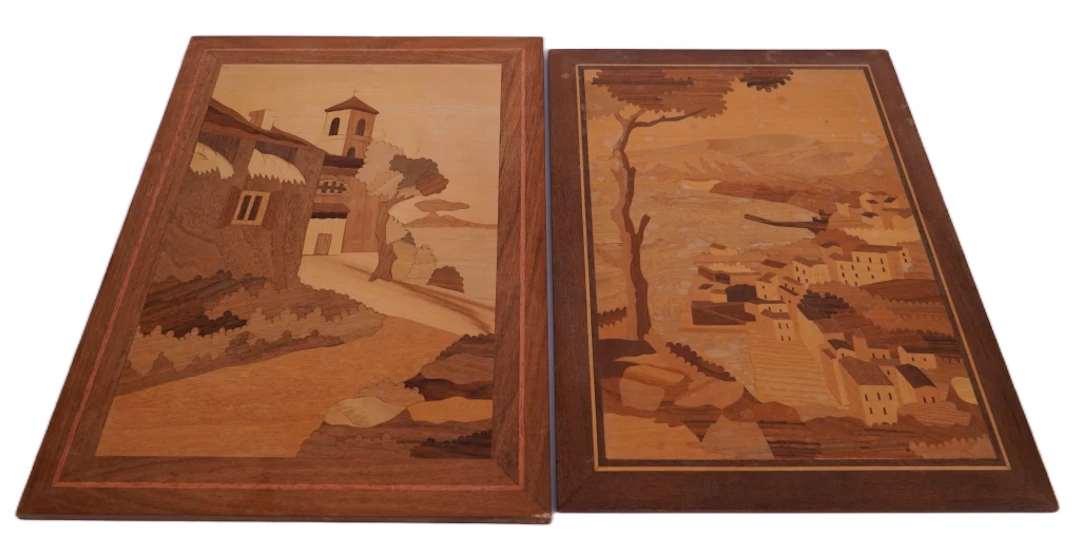 Italian Sorrento Marquetry Wood Inlay Plaques