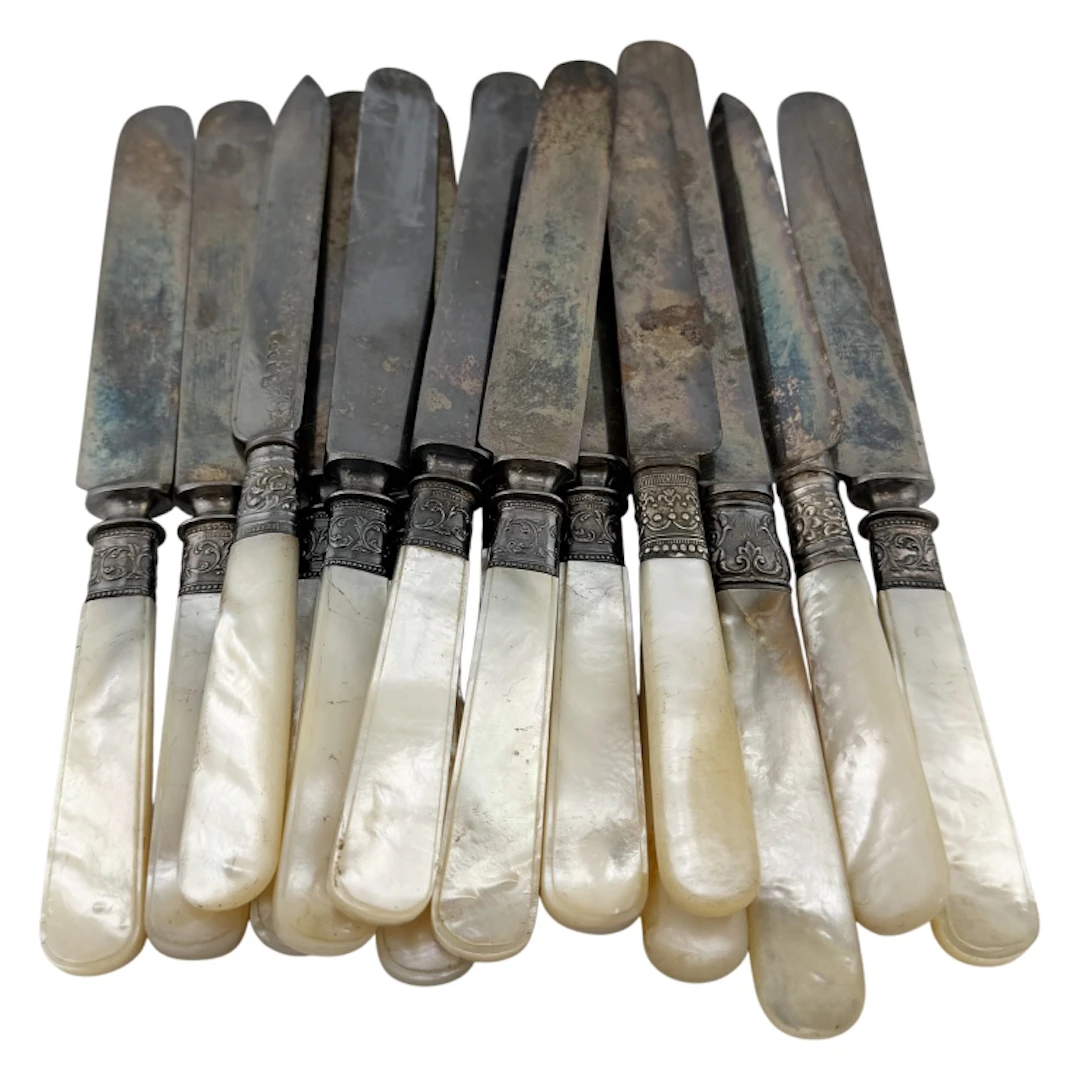Victorian A & D S Mother-of-Pearl Dessert Knives