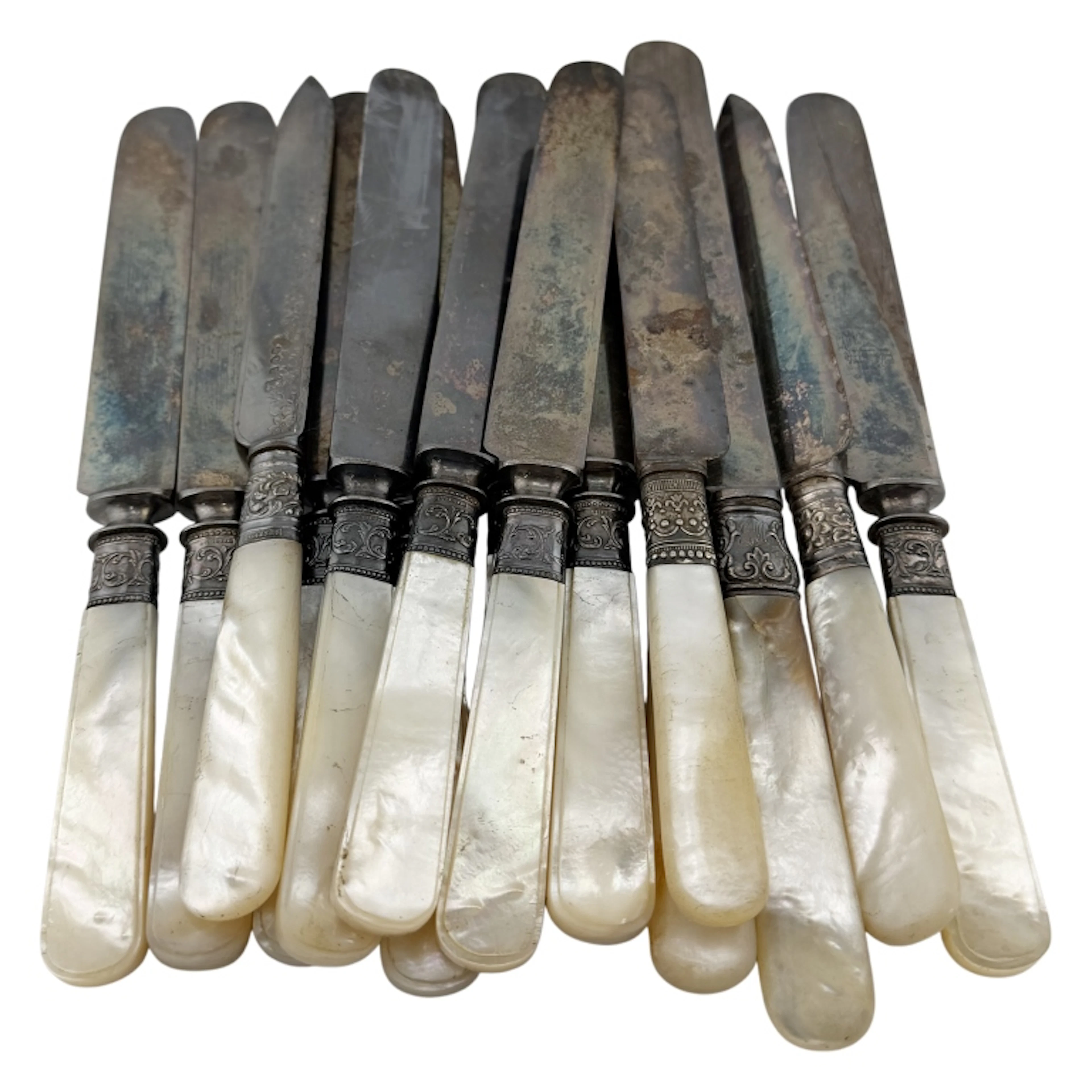 Victorian A & D S Mother-of-Pearl Dessert Knives