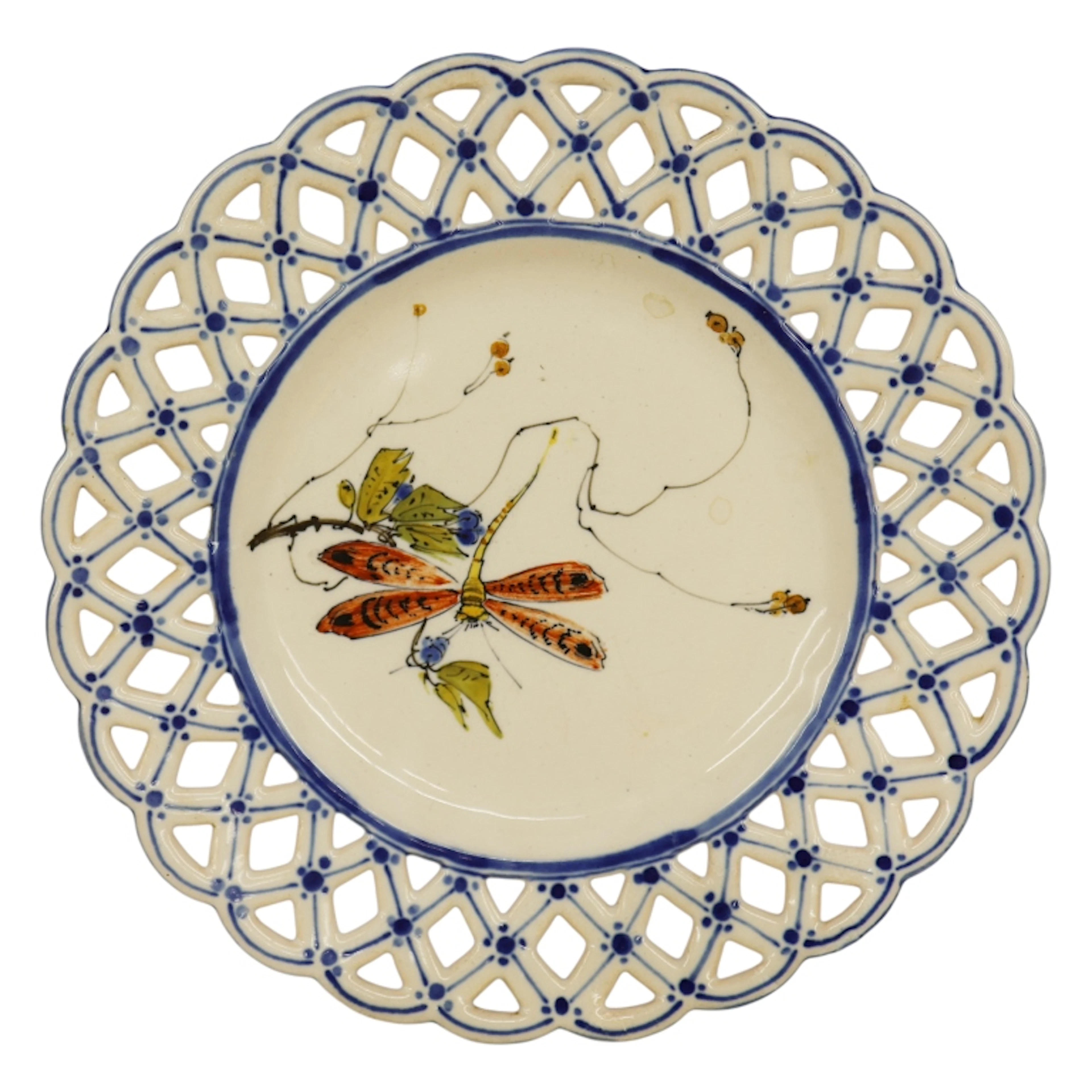 F. Laurin Bourg-la-Reine Dragonfly Faience Plate