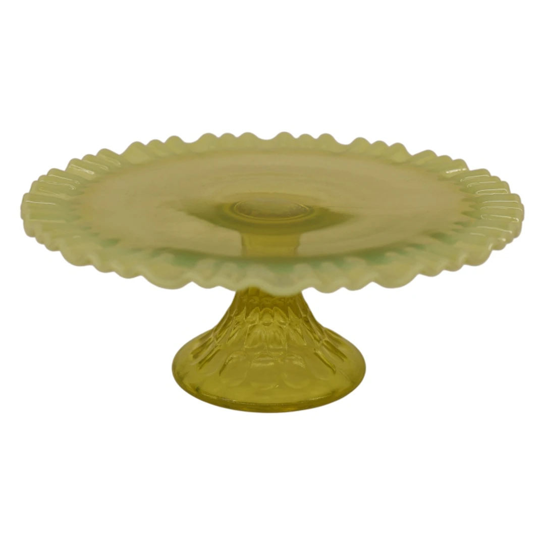 Vaseline Uranium Primrose Pattern Cake Stand