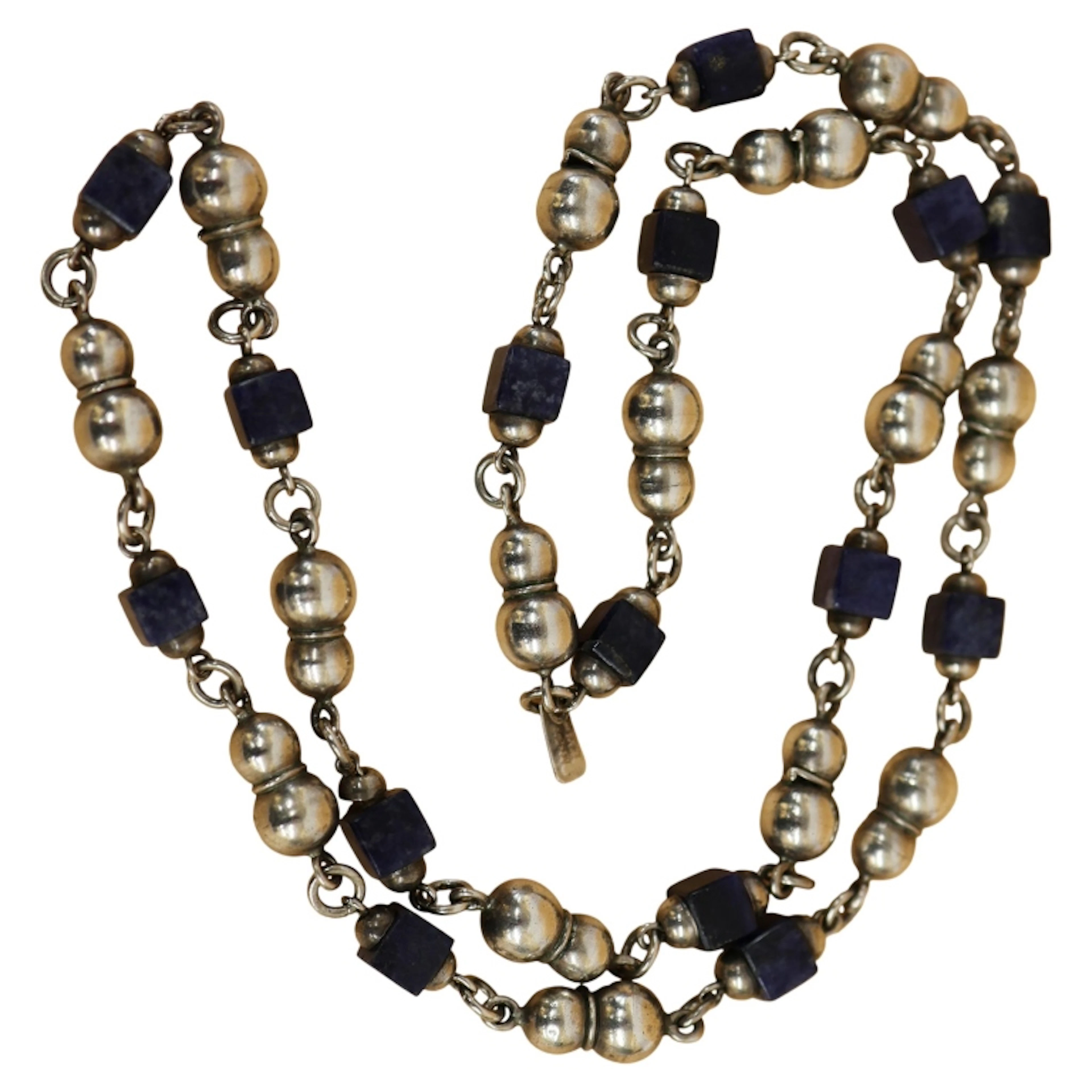 TC-152 Mex 925 Sterling Silver Lapis Necklace