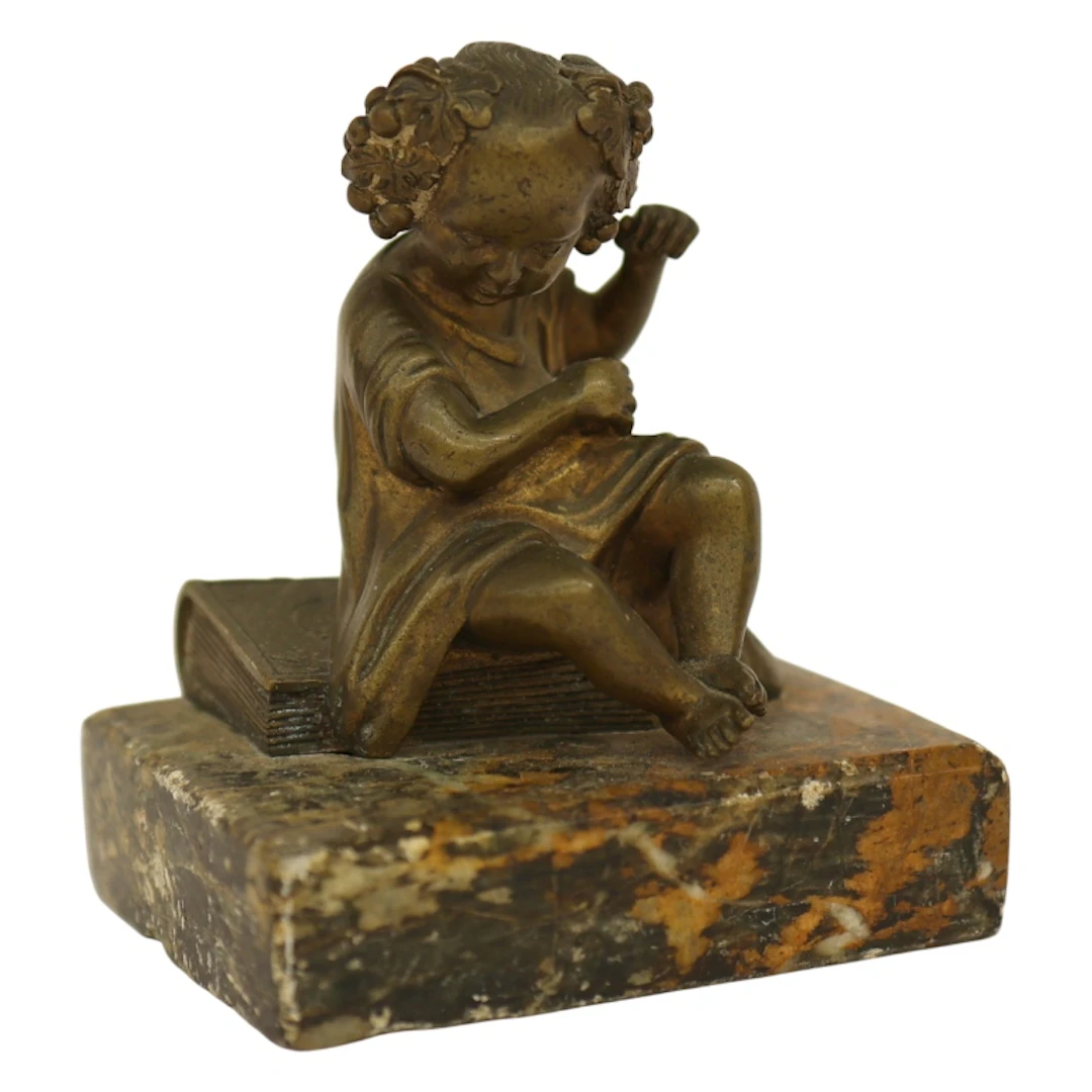 Lemire French Patinated Bronze Figural Bookend