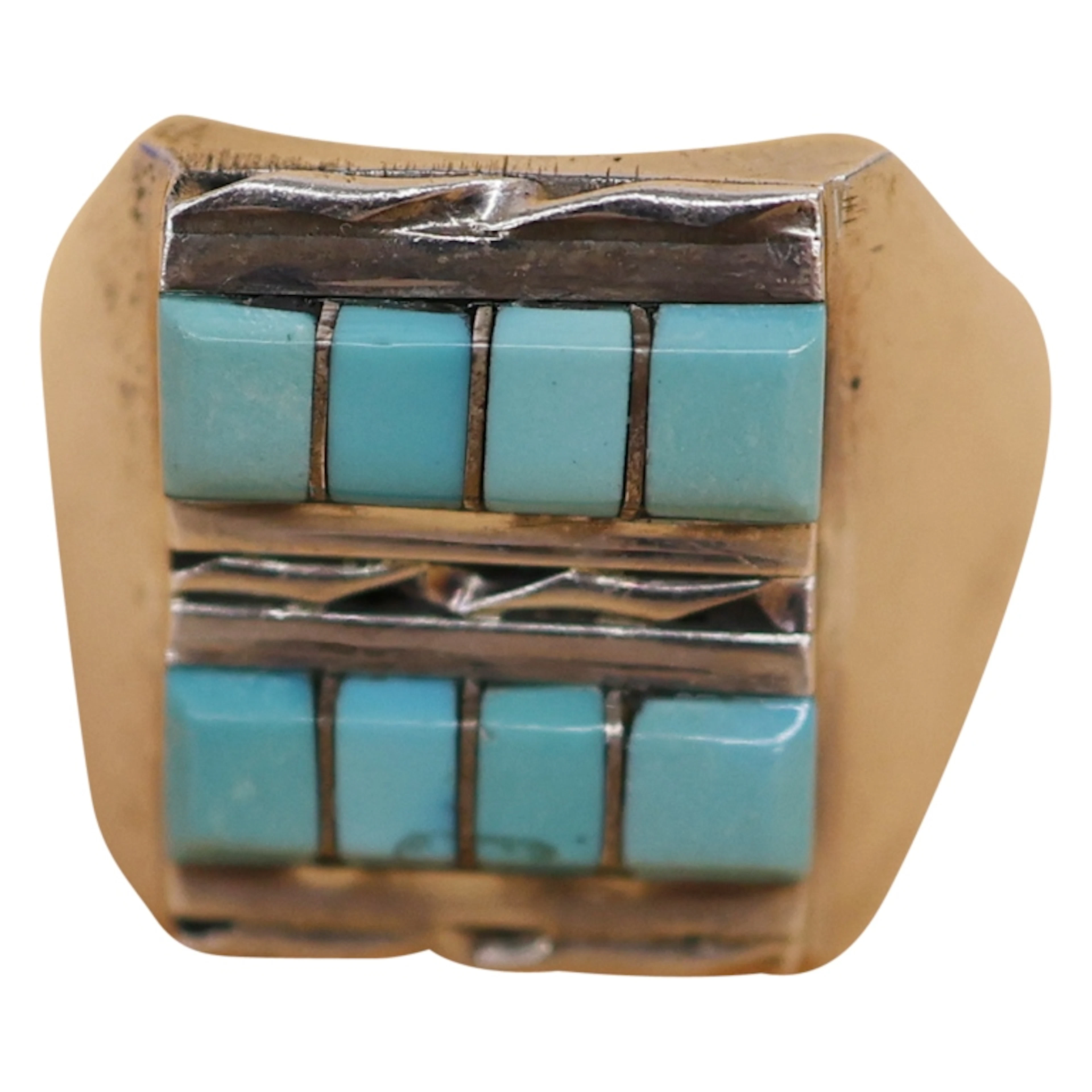 Gilbert & Mildred Calavaza Sterling Turquoise Ring
