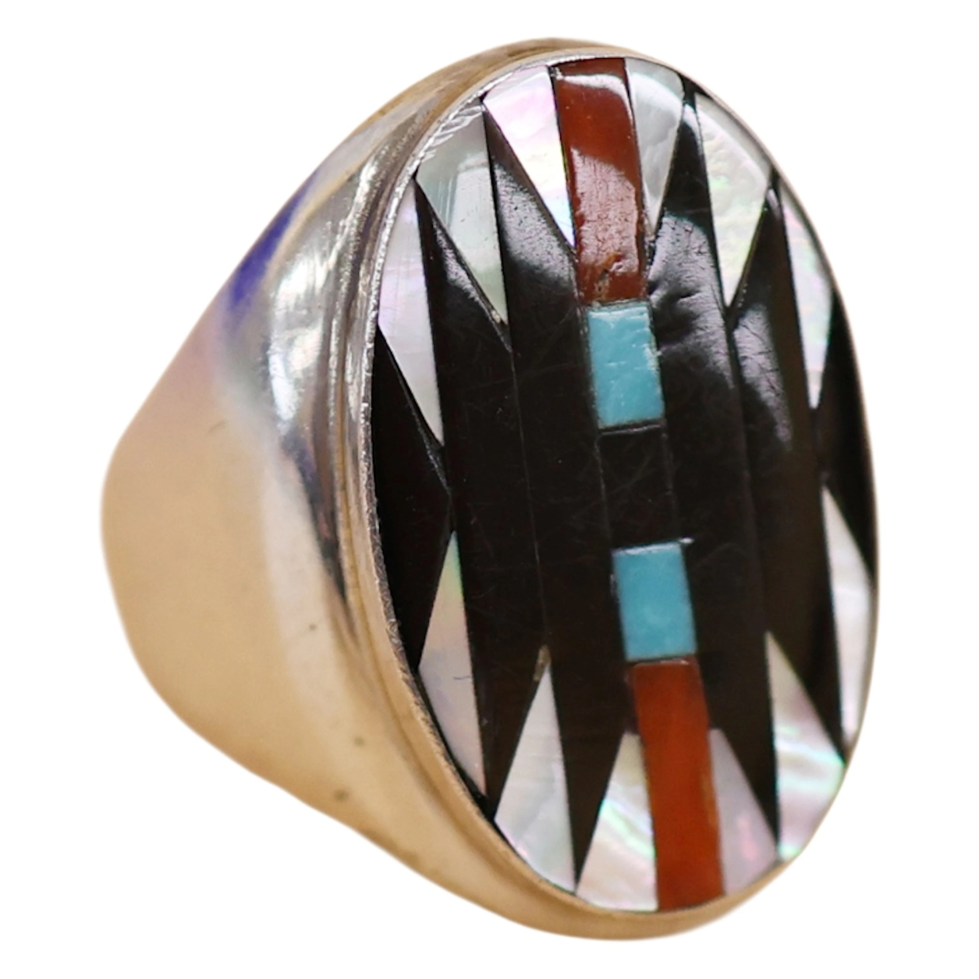 Charlotte Dishta Zuni Inlaid Stone Sterling Ring