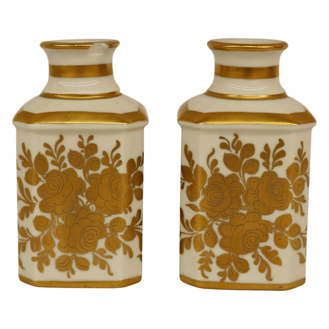 Pair of Limoges French Porcelain Vanity Bottles