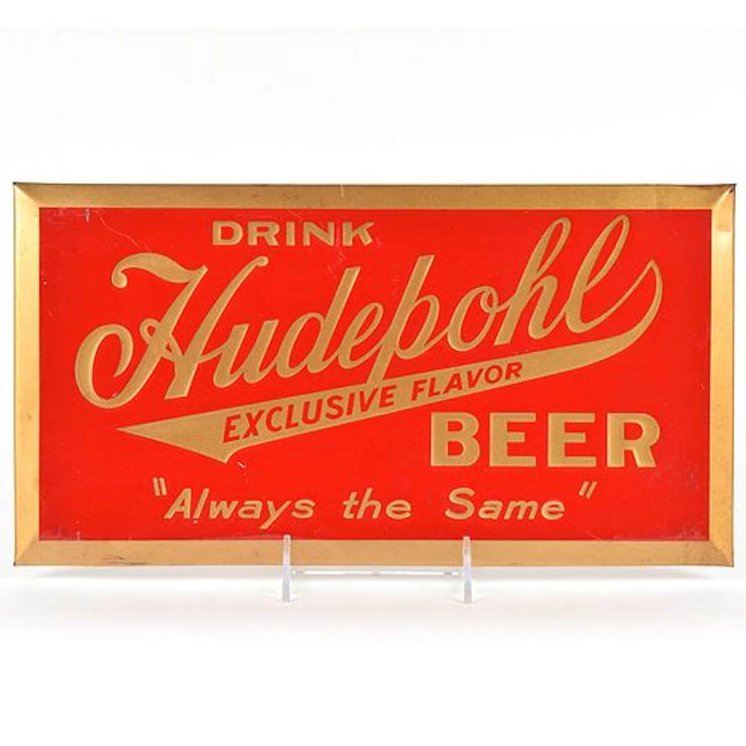 Hudepohl Beer 1930s Tin-Over-Cardboard Sign RARE