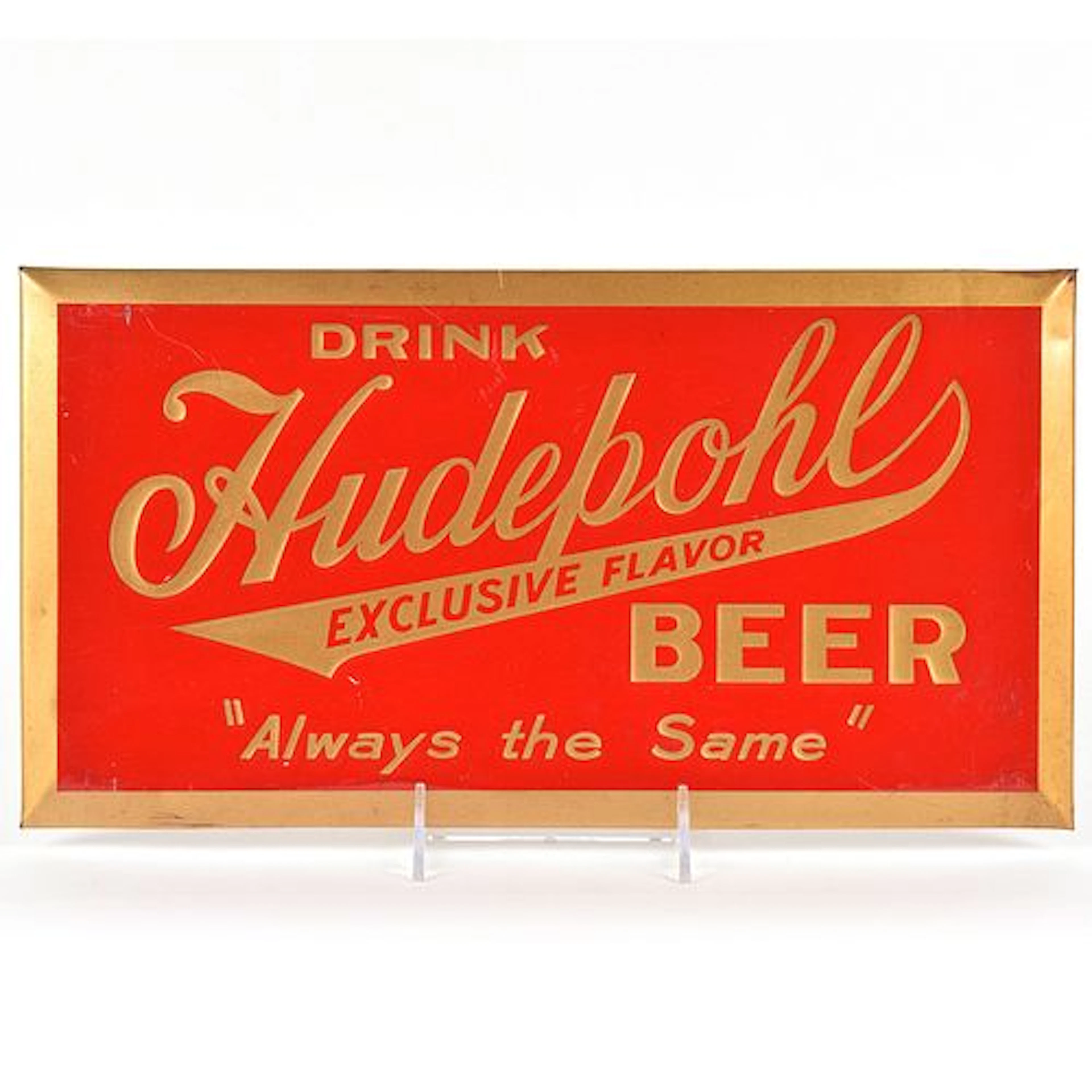 Hudepohl Beer 1930s Tin-Over-Cardboard Sign RARE