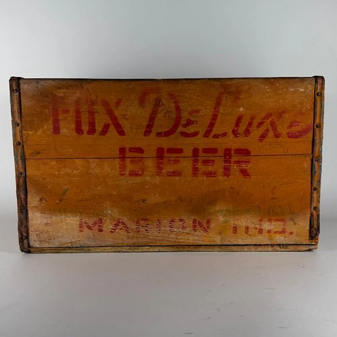 Fox De Luxe Beer Wooden Bottle Crate MARION INDIANA