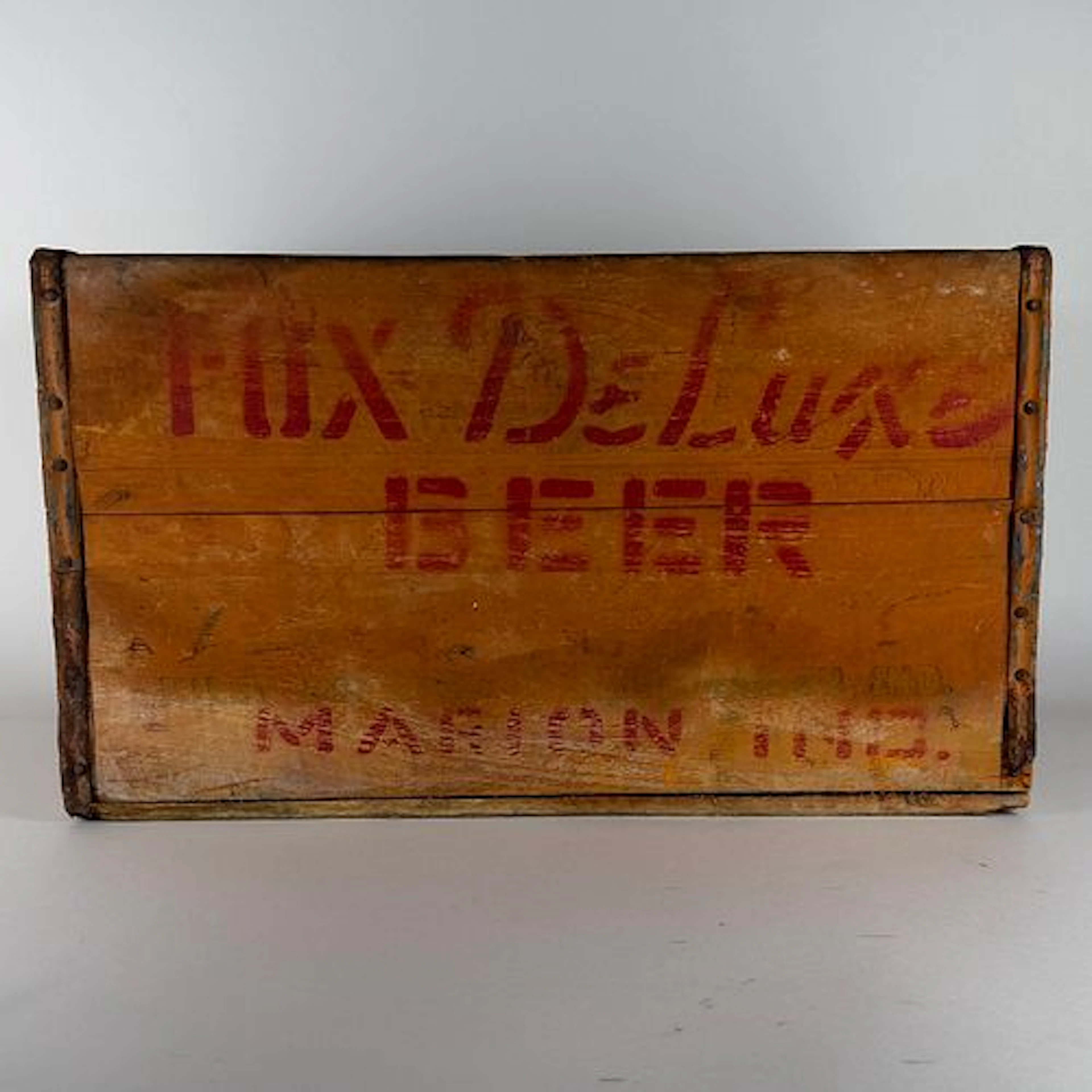 Fox De Luxe Beer Wooden Bottle Crate MARION INDIANA