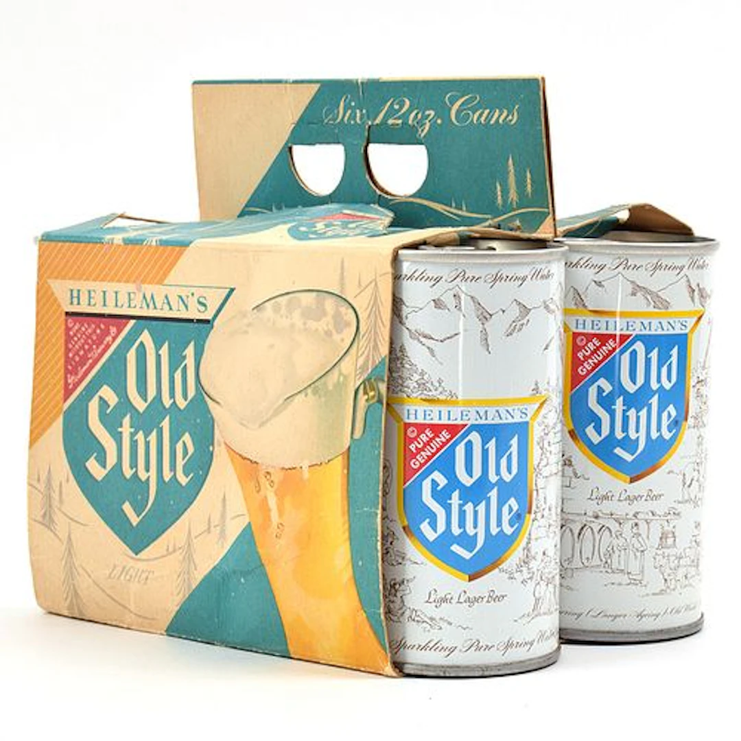 Heilemans Old Style Beer Cardboard 6-Pack Carrier With 6 Pull Tab Cans
