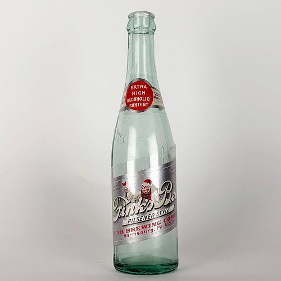 Fink's Pilsener Style Beer Labeled Bottle with Monk Graphic