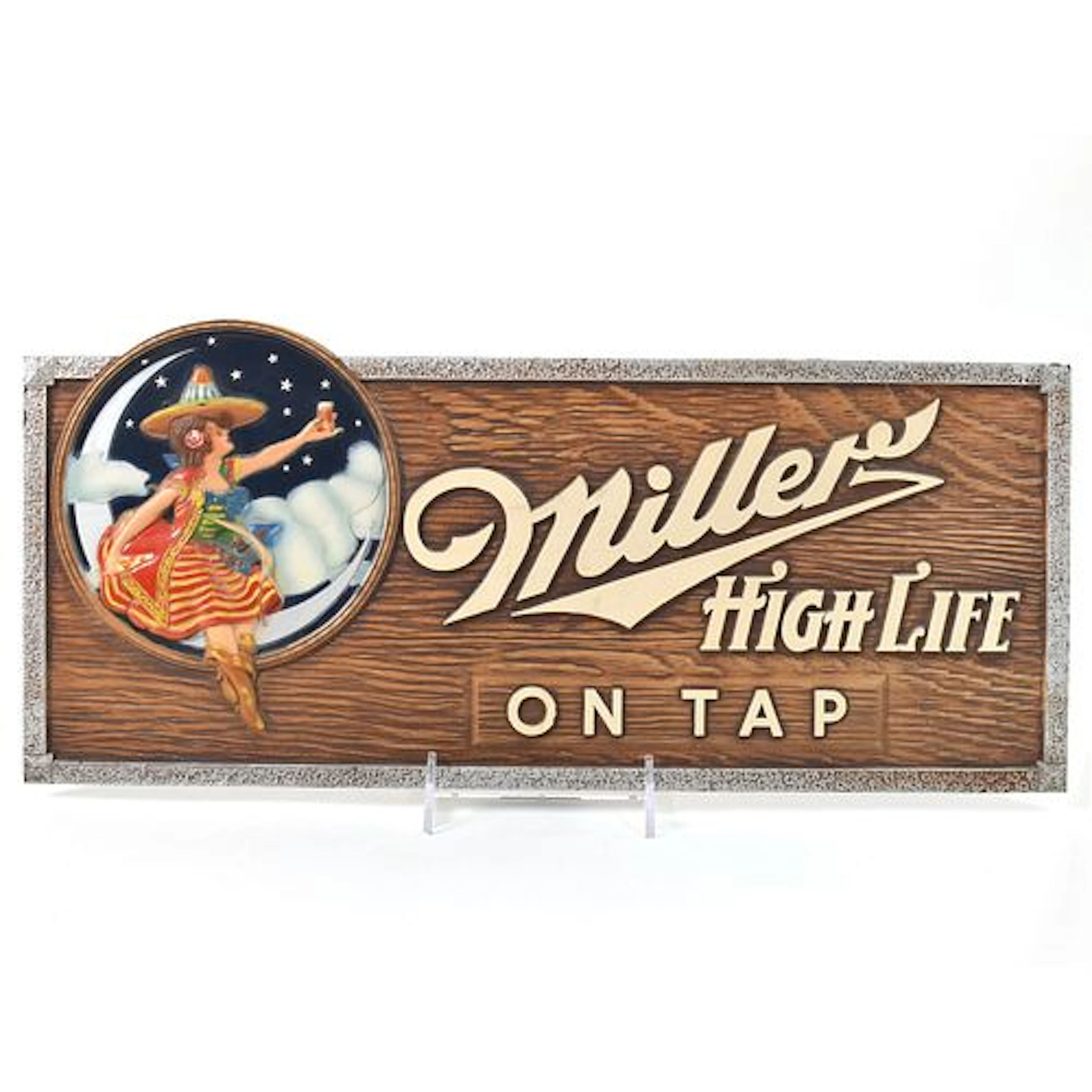 Miller High Life On Tap 1940s Pressed Composition Sign