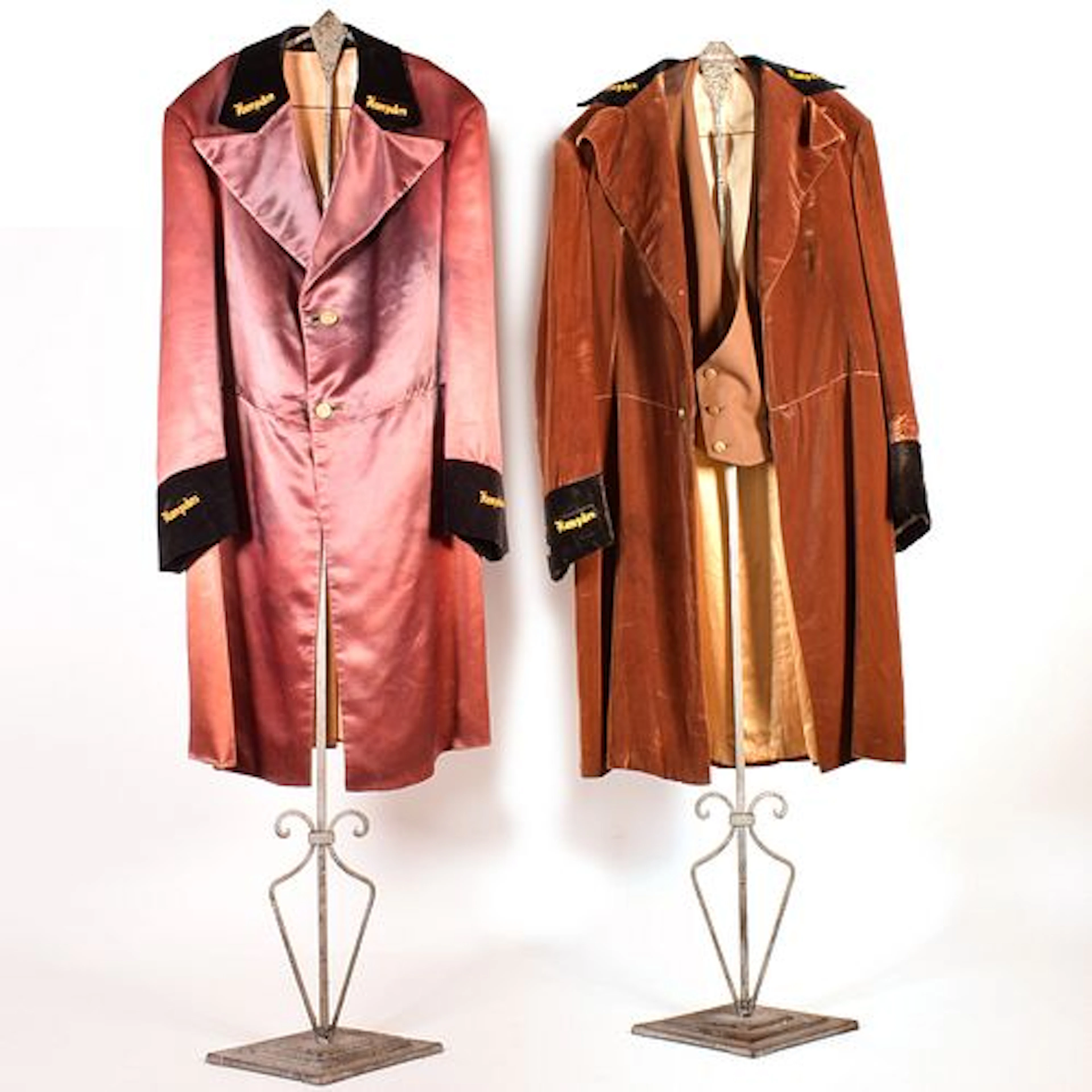 Hampden Ale-Beer 1940s Troubadour Velvet Silk Parade Coats Two Different