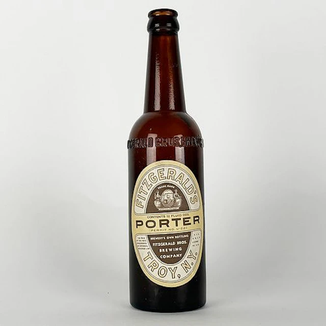 Fitzgerald's Porter Labeled Amber Bottle, Troy, New York