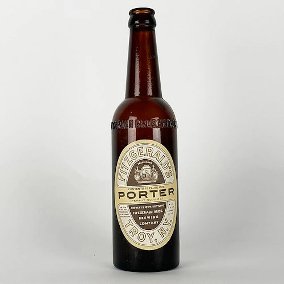 Fitzgerald's Porter Labeled Amber Bottle, Troy, New York