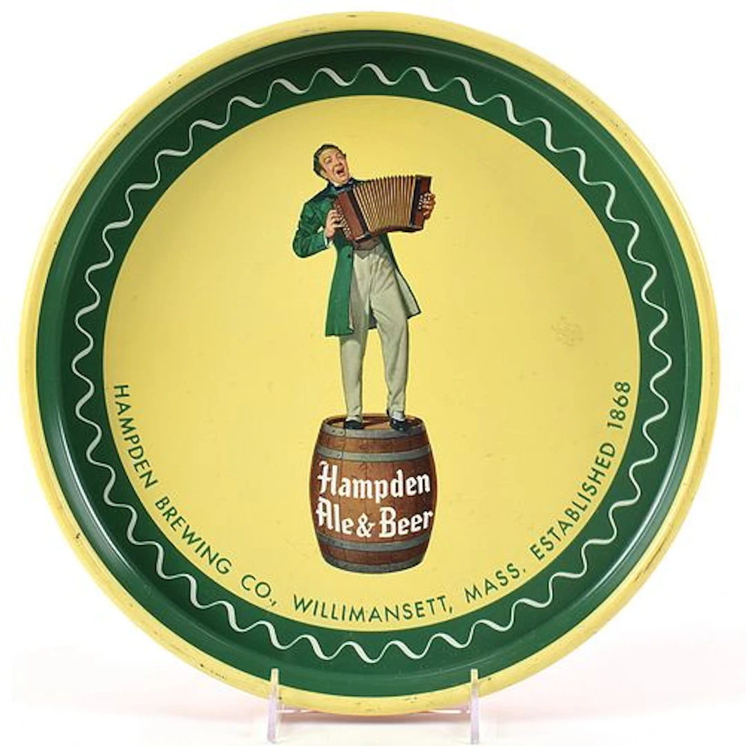 Hampden Ale and Beer 1940s Serving Tray JOHNNY HAMPDEN ACCORDION
