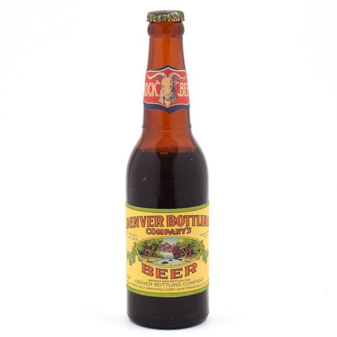 Denver Bottling Company Bock Beer 1930s Long Neck Bottle FULL MOUNTAIN STREAM
