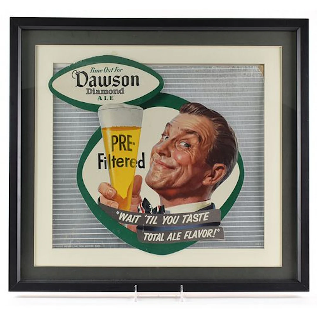Dawson Diamond Ale Die Cut Cardboard Sign RARE
