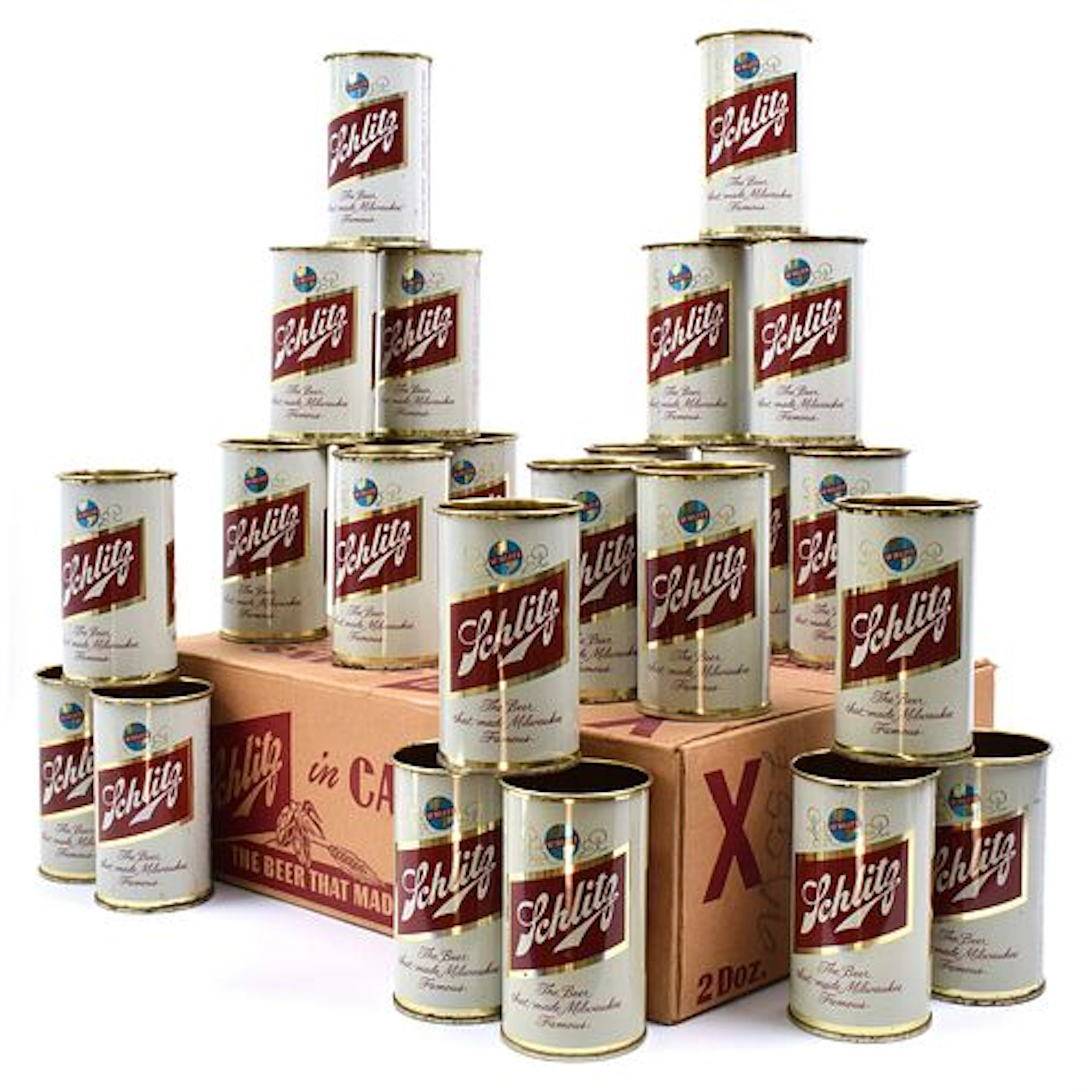 Schlitz Beer Full Case Carton 24 Drinking Cup Flat Tops MILWAUKEE 1960 129-39