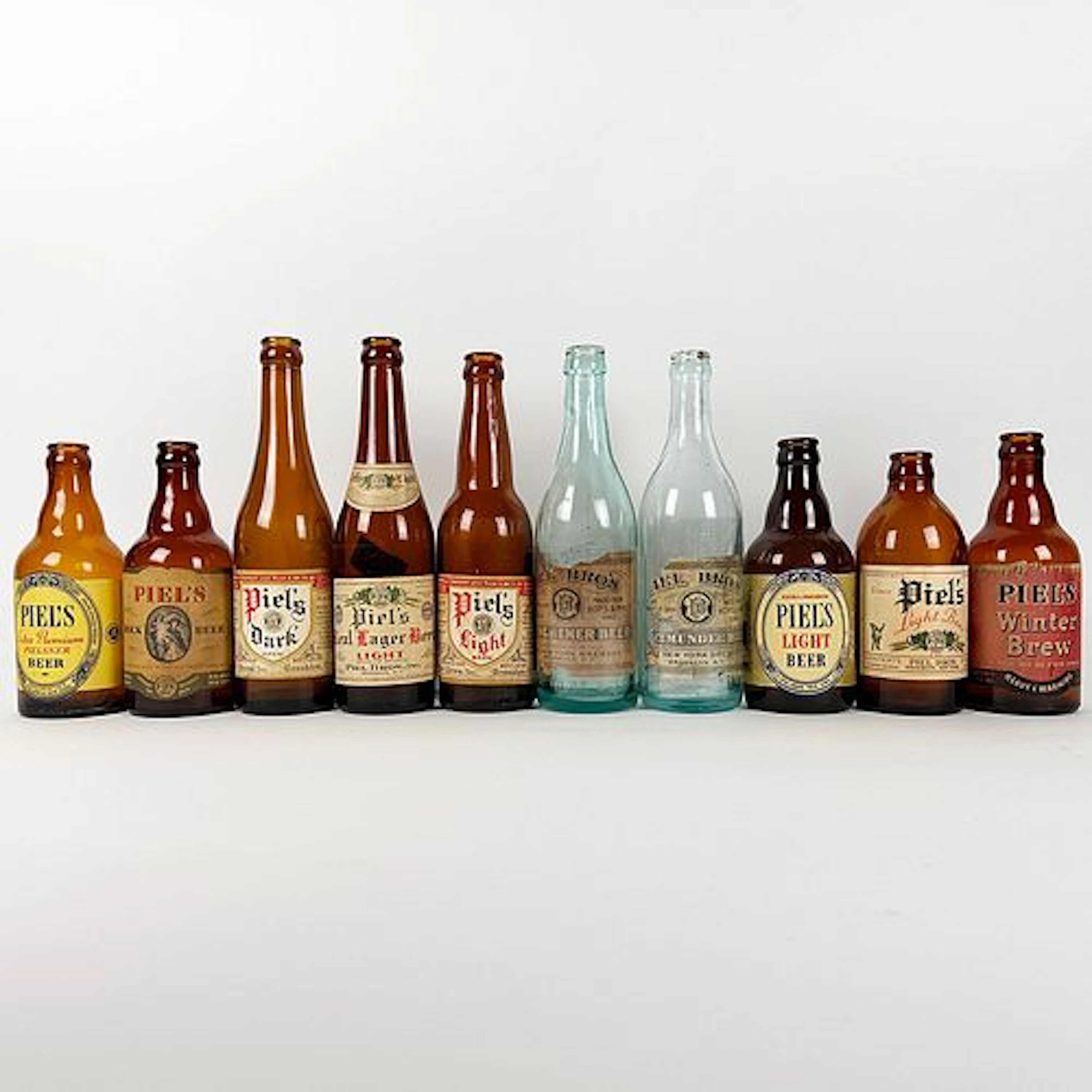 Ten Piel Bros. Labeled Beer Bottles, Including Winter Brew and Bock