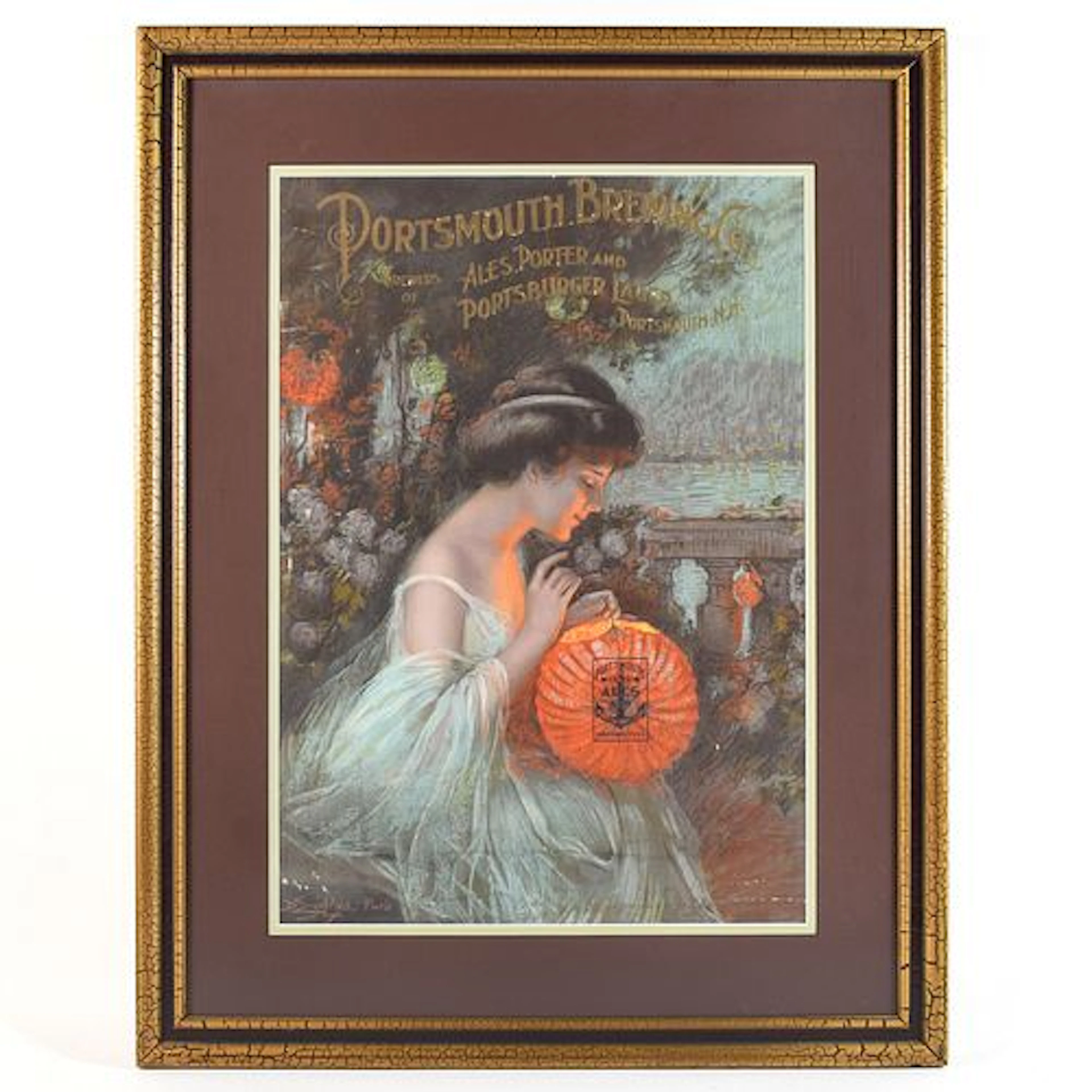 Portsmouth Brewing Victorian Lady Pre-Pro Chromolithograph RARE
