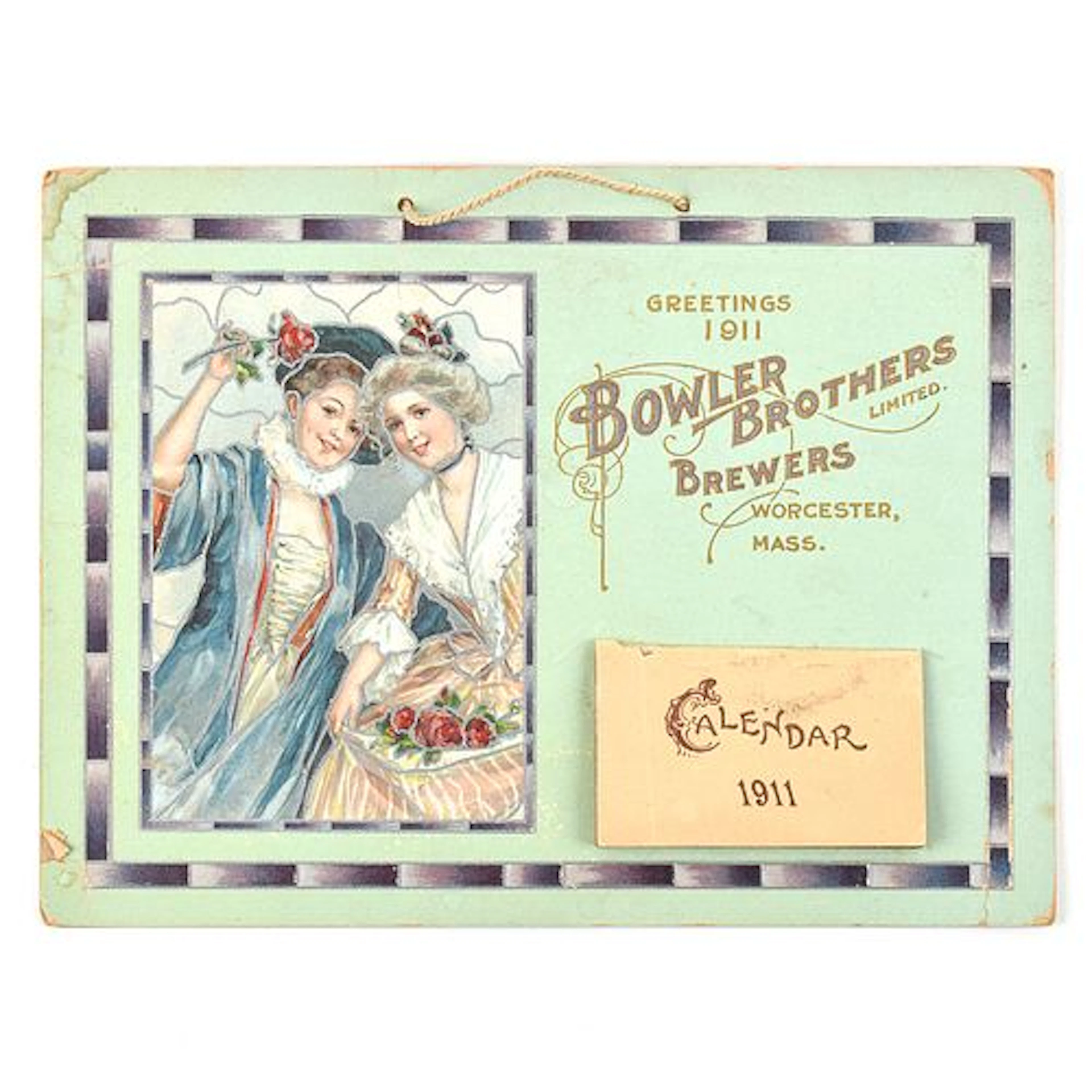 Bowler Bros 1911 Calendar Chromolithograph RARE