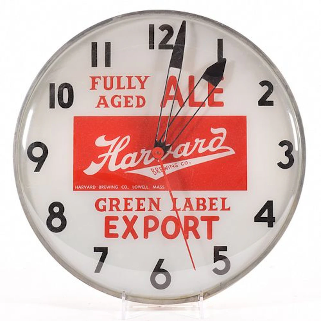 Harvard Green Label Export Fully Aged Ale Illuminated Clock RON BAIRD RARE