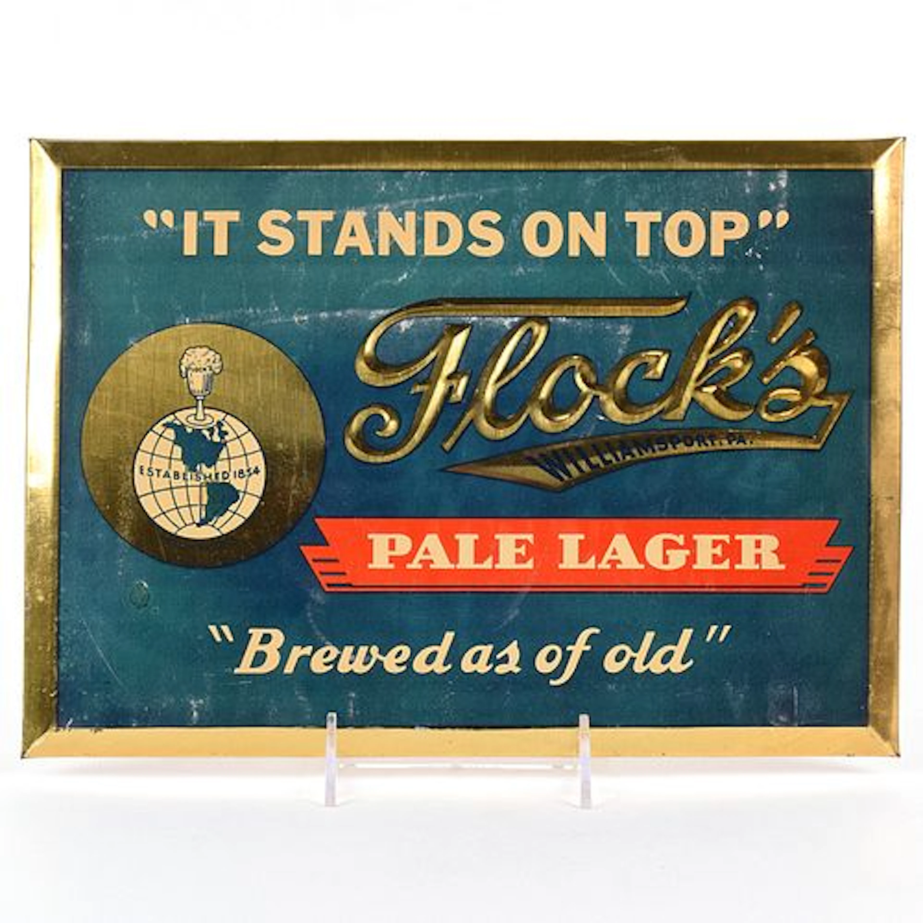Flocks Pale Lager 1930s Tin-Over-Cardboard Sign
