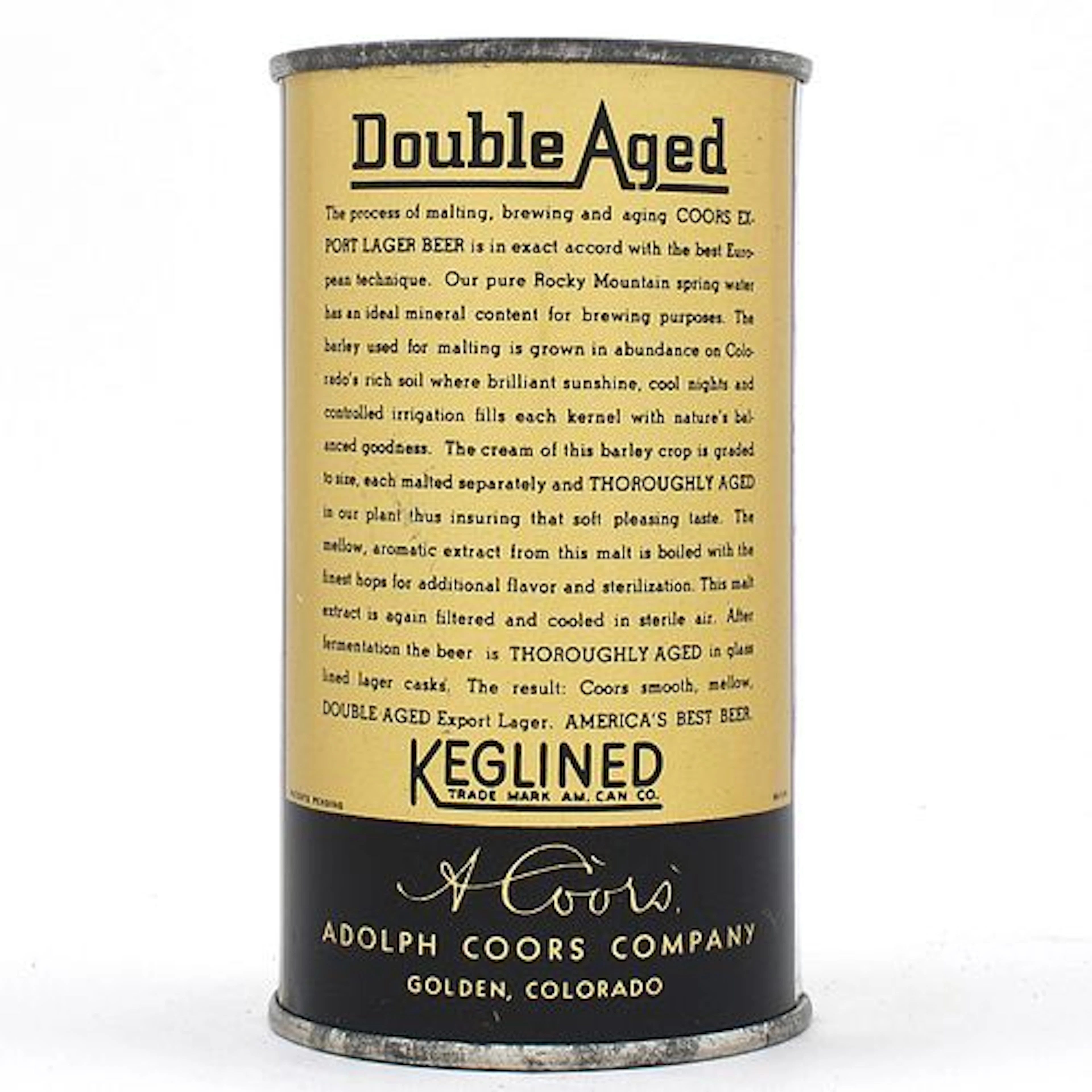 Coors Export Lager Beer Flat Top THOROUGHLY AGED 51-16 MINTY
