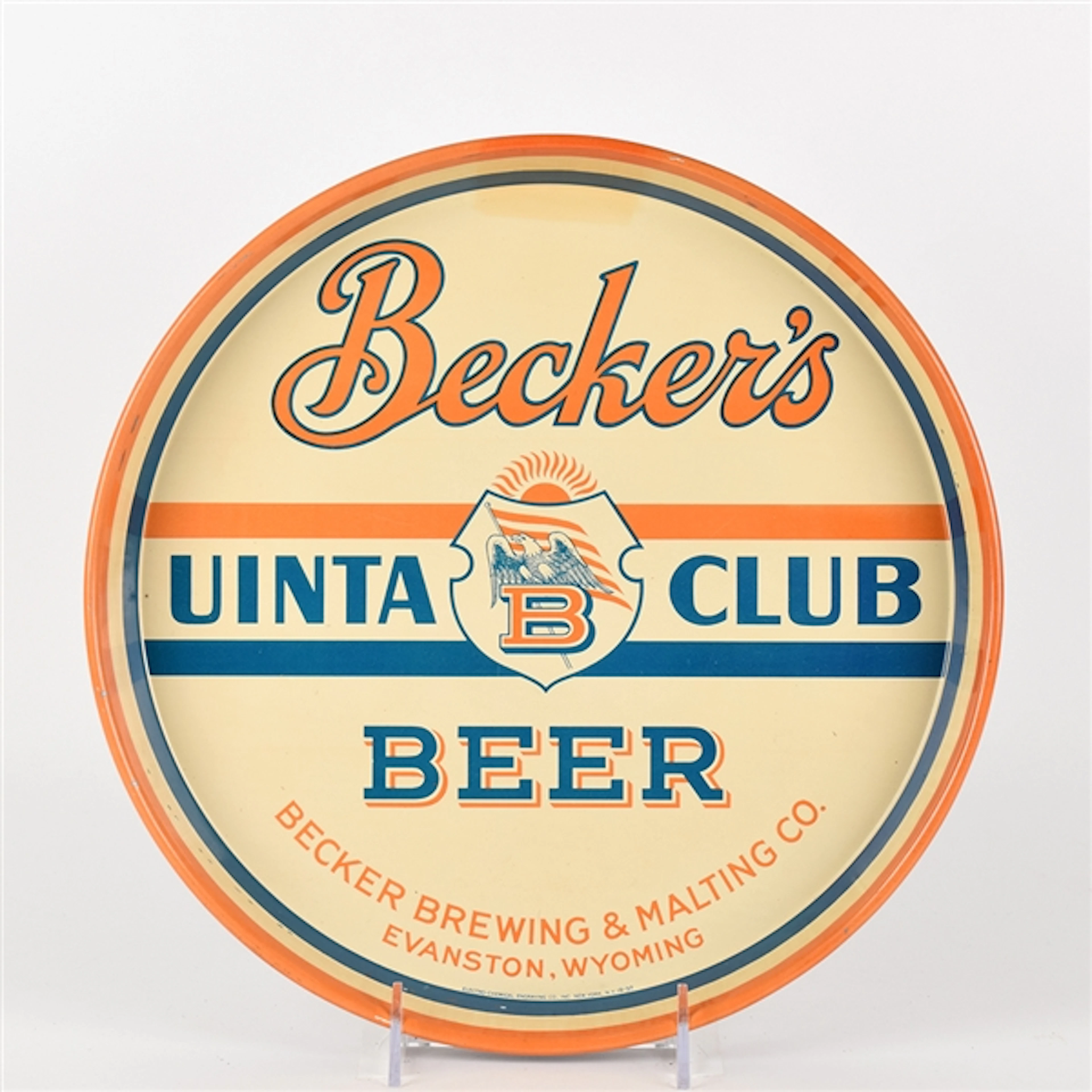Beckers Uinta Club Beer 1930s Serving Tray