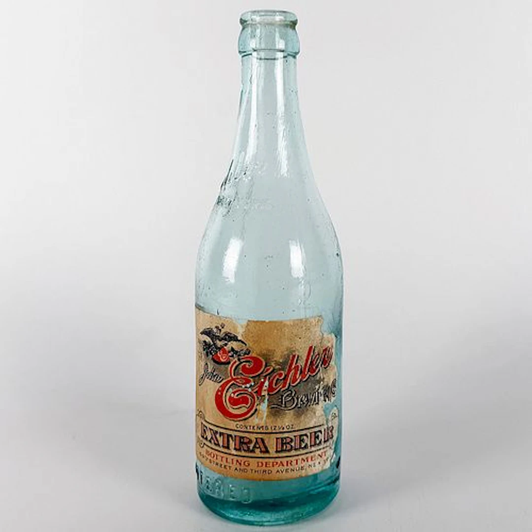 John Eichler Extra Beer Pre-Prohibition Aqua Labeled Bottle NEW YORK