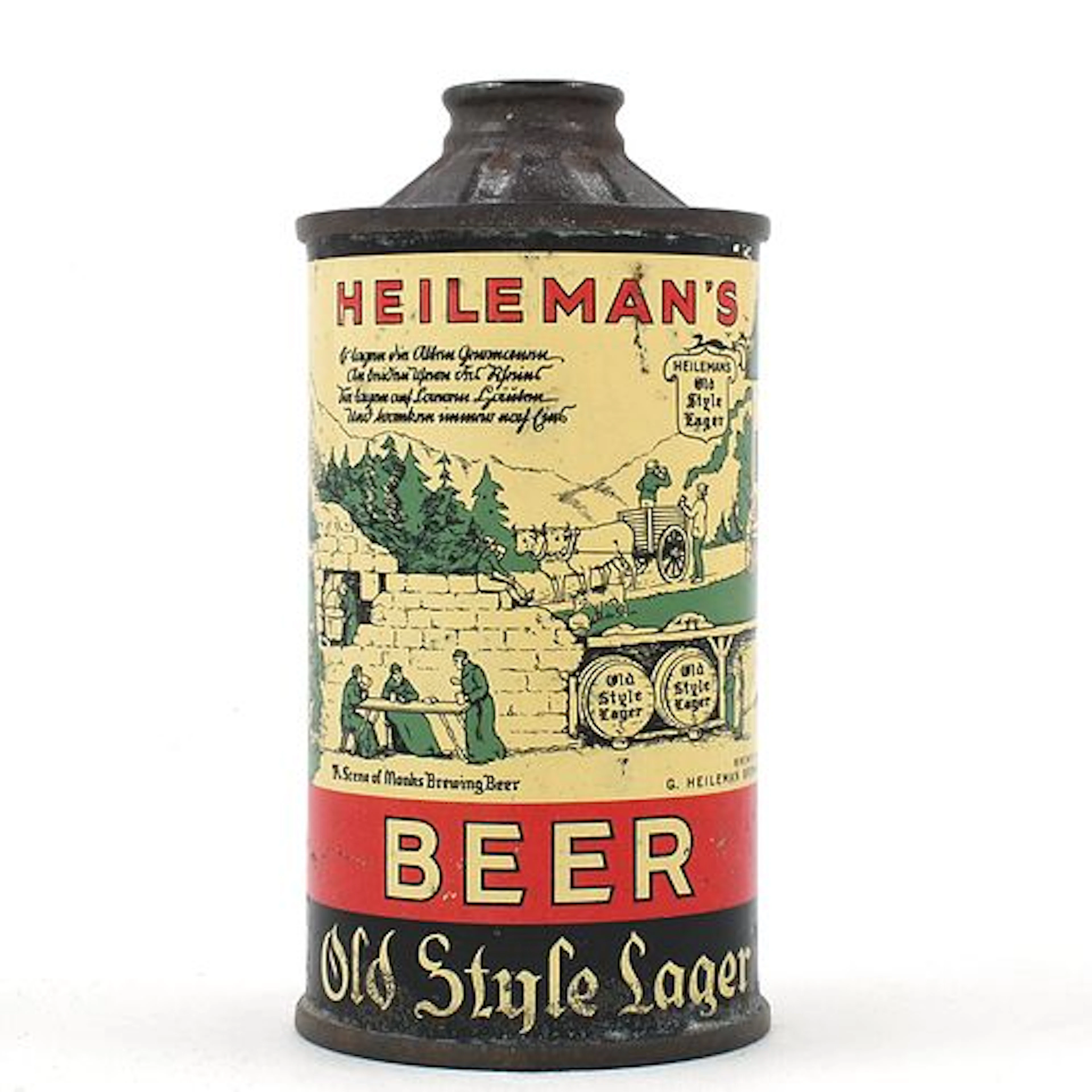 Heilemans Old Style Lager Flat Bottom Cone Top PRE-TAX NO ALC STATEMENT
