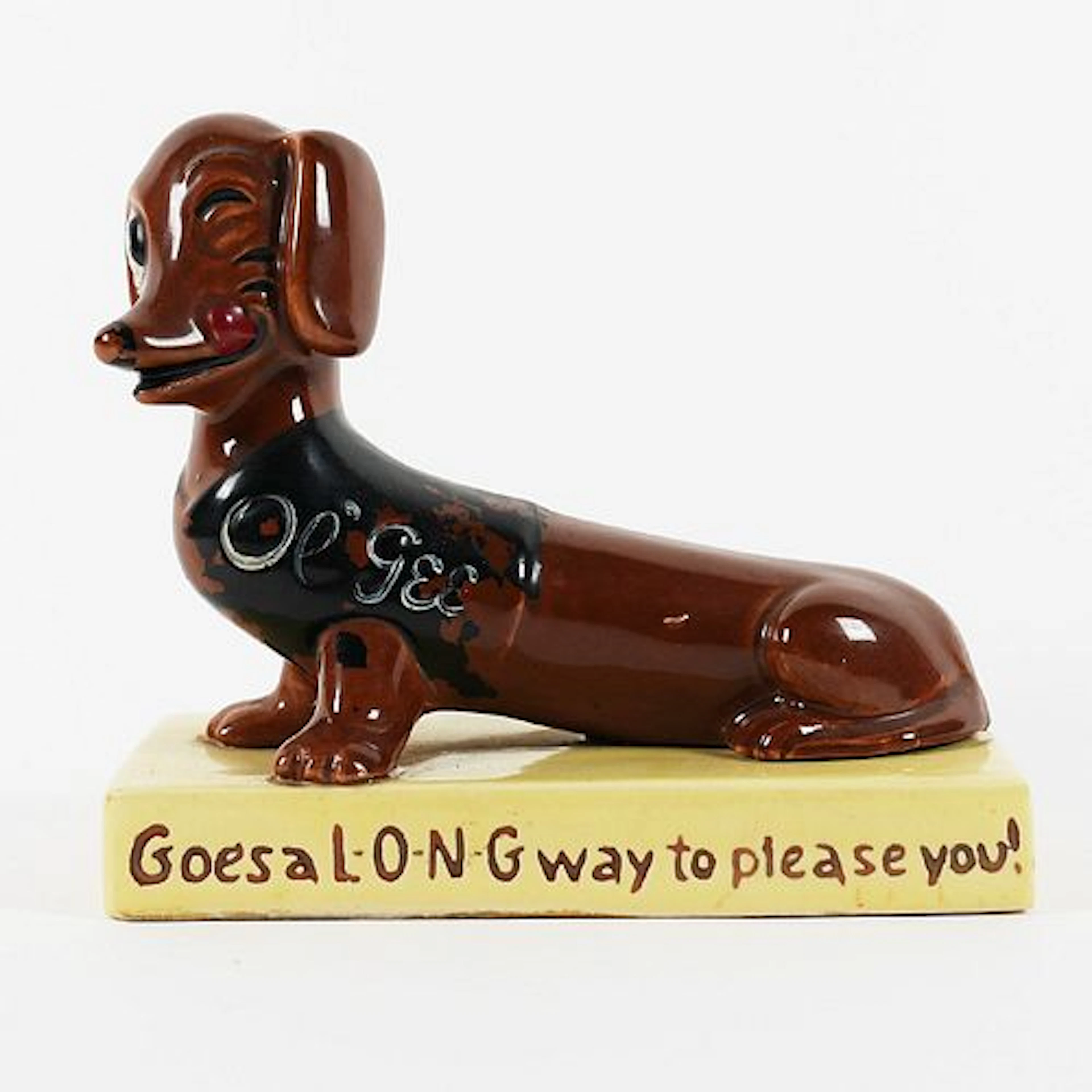 Ol' Gee Beer Dachshund Figural Back Bar Statue