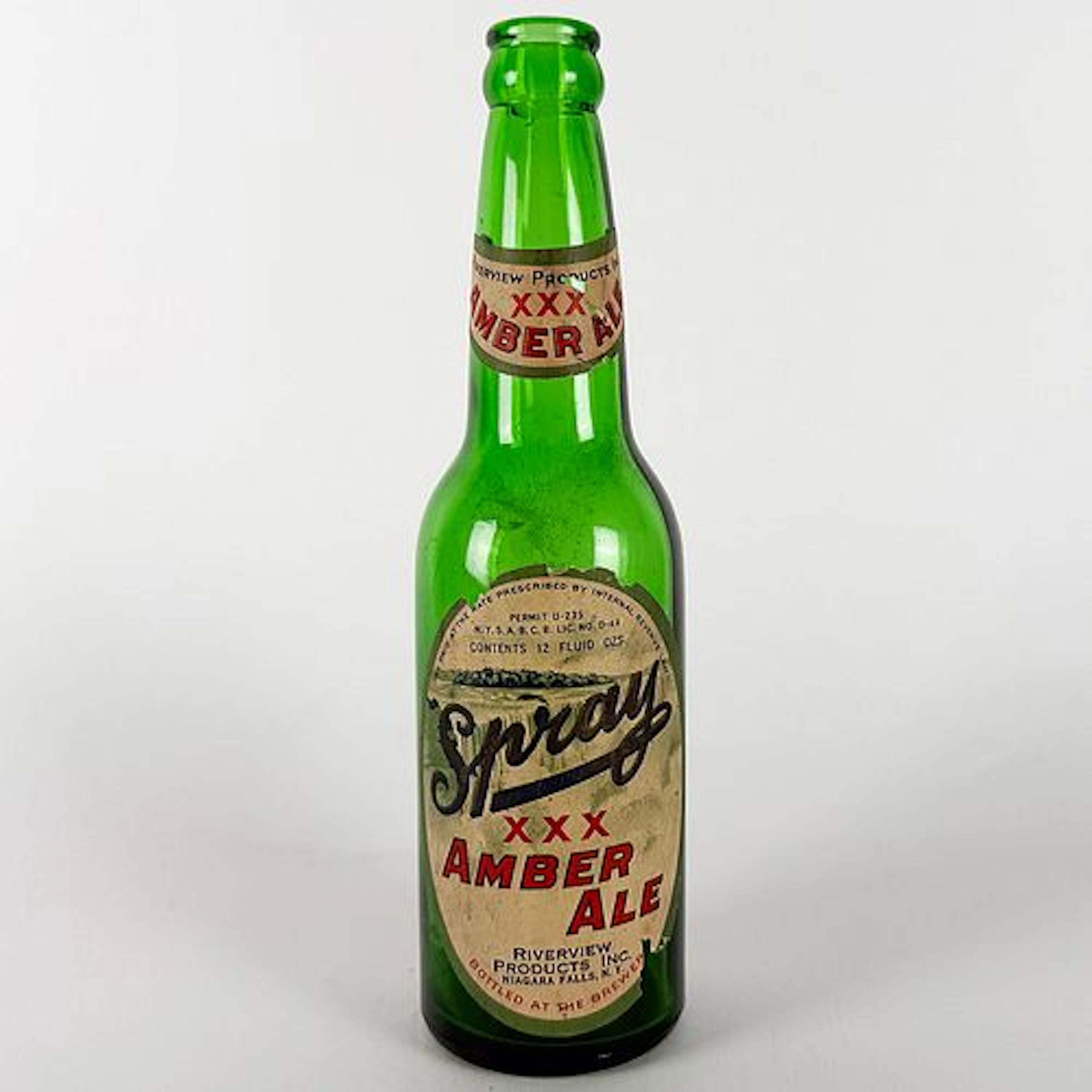 Spray XXX Amber Ale 12 oz. Green Labeled Bottle RIVERVIEW NIAGARA FALLS