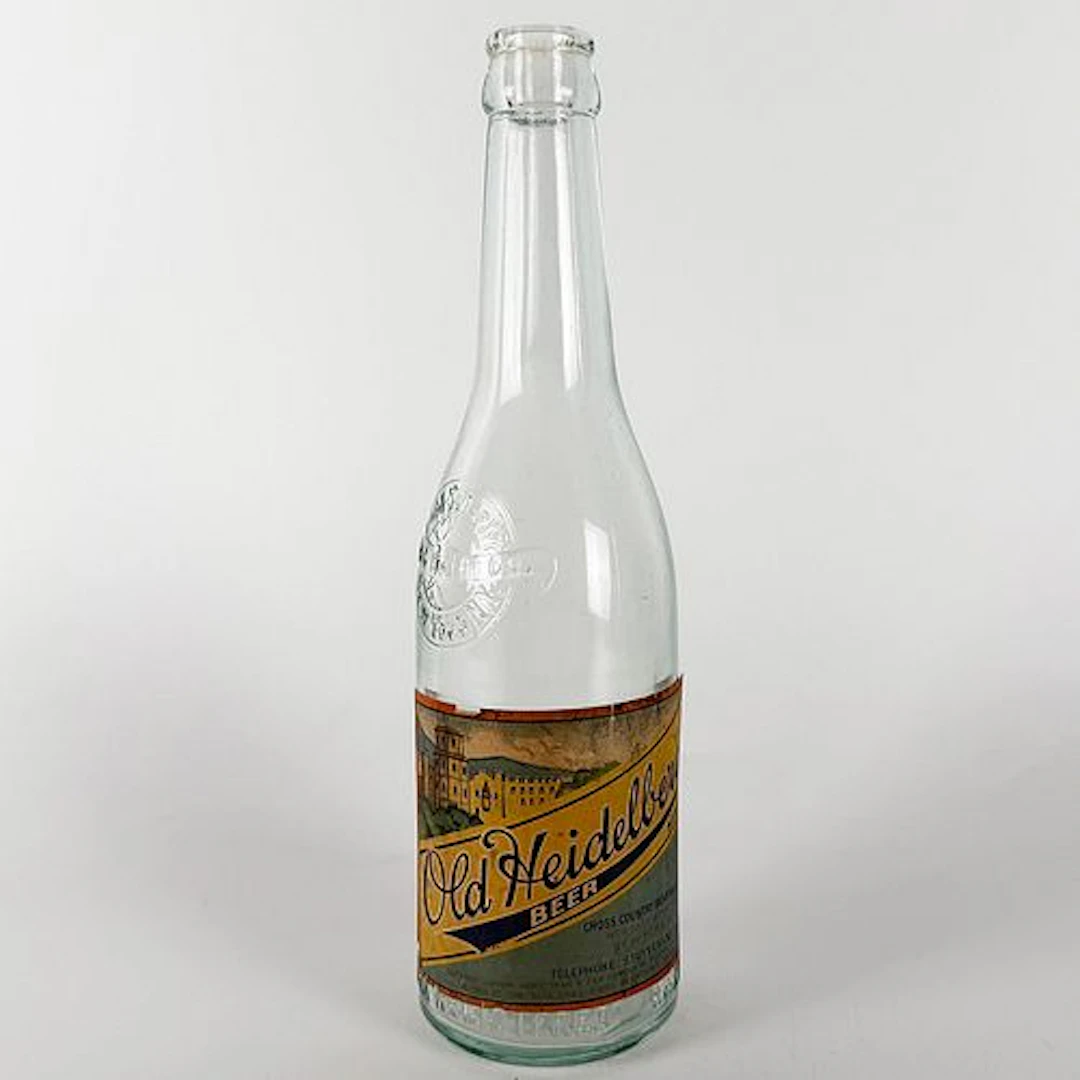 Old Heidelberg Beer Labeled Embossed Glass Bottle