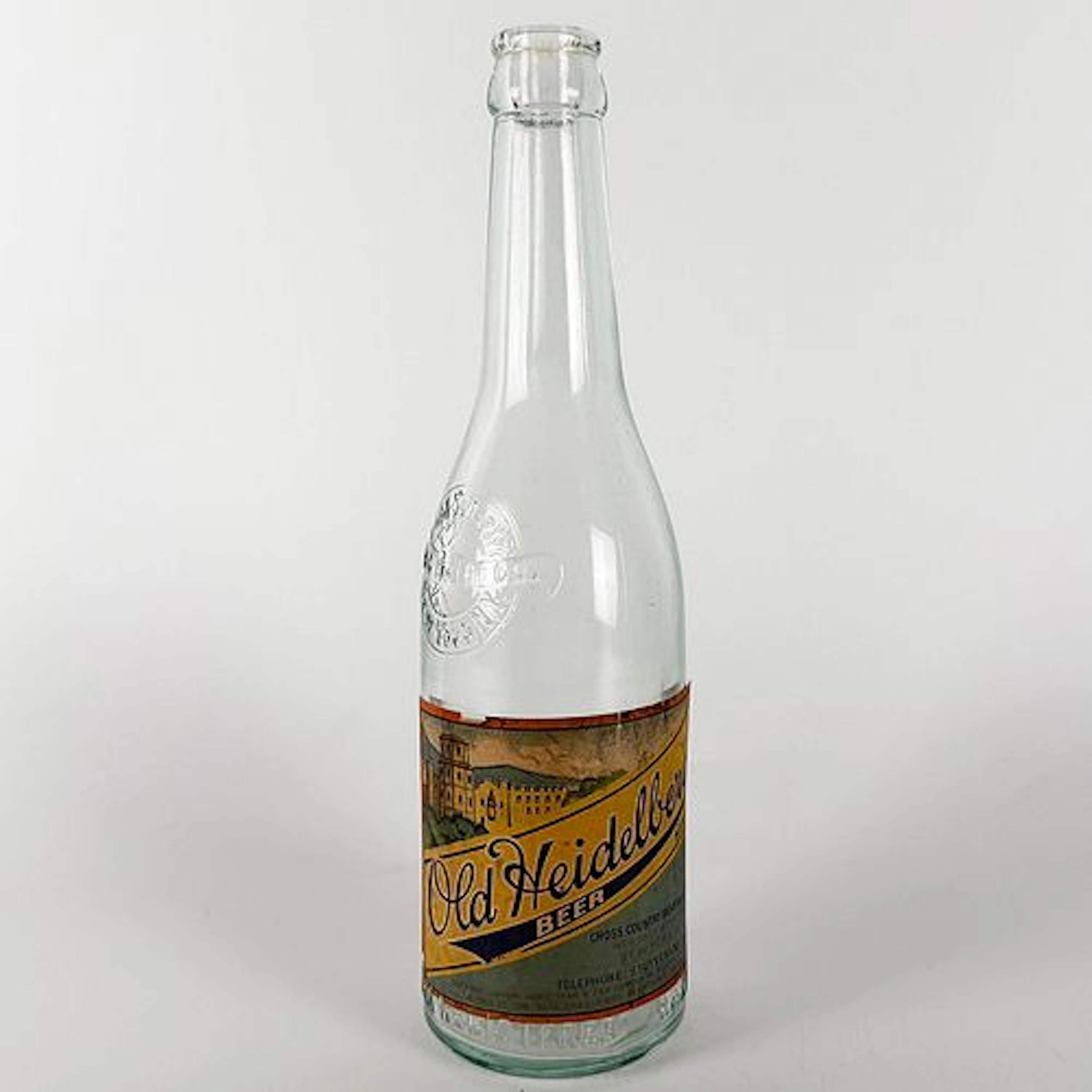 Old Heidelberg Beer Labeled Embossed Glass Bottle