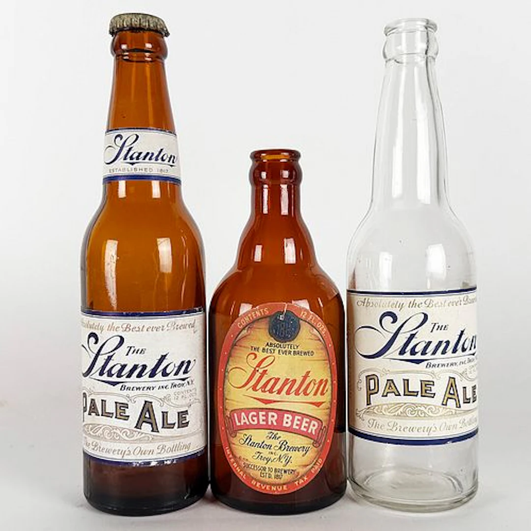 Three Stanton Labeled Bottles: Pale Ale & Lager Beer TROY NEW YORK