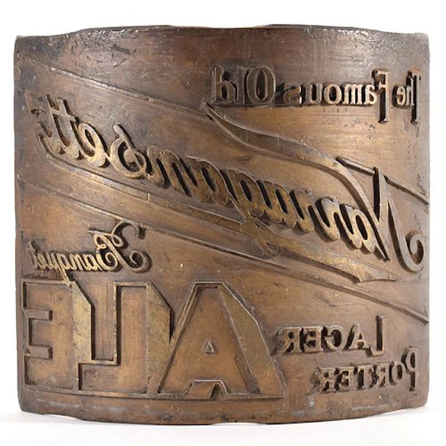 Narragansett Cast Brass Curved Printing Plate UNIQUE