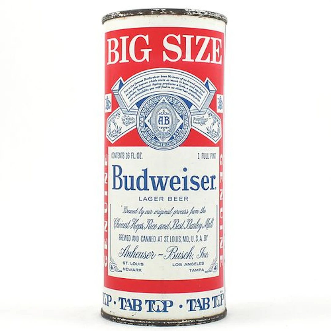 Budweiser Beer 16 Ounce INSERT JUICE TAB ST LOUIS 4 CITY BIG SIZE