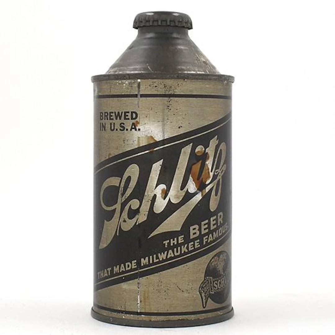 Schlitz Beer Olive Drab Cone Top WITHDRAWN FREE 183-27 TOUGH