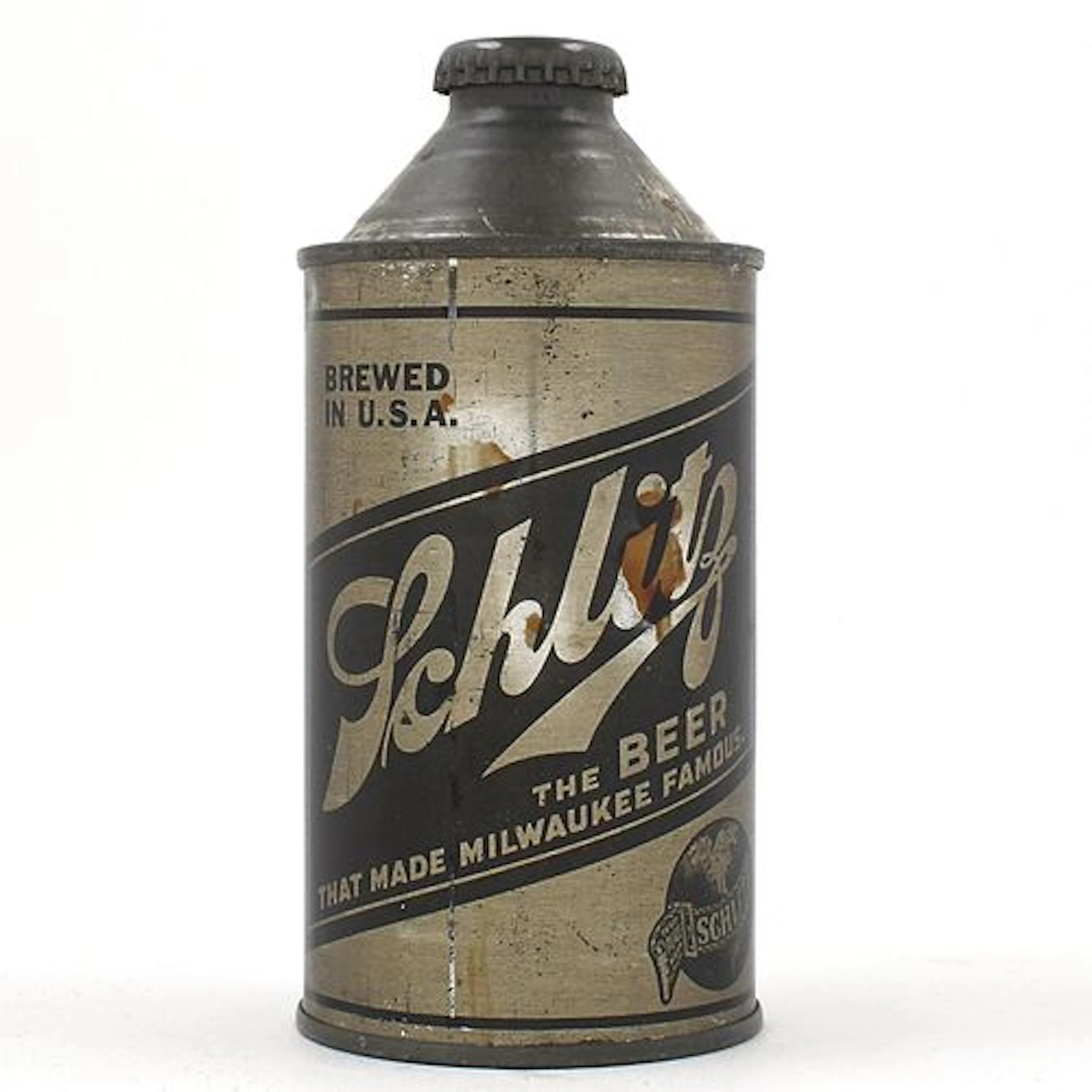 Schlitz Beer Olive Drab Cone Top WITHDRAWN FREE 183-27 TOUGH
