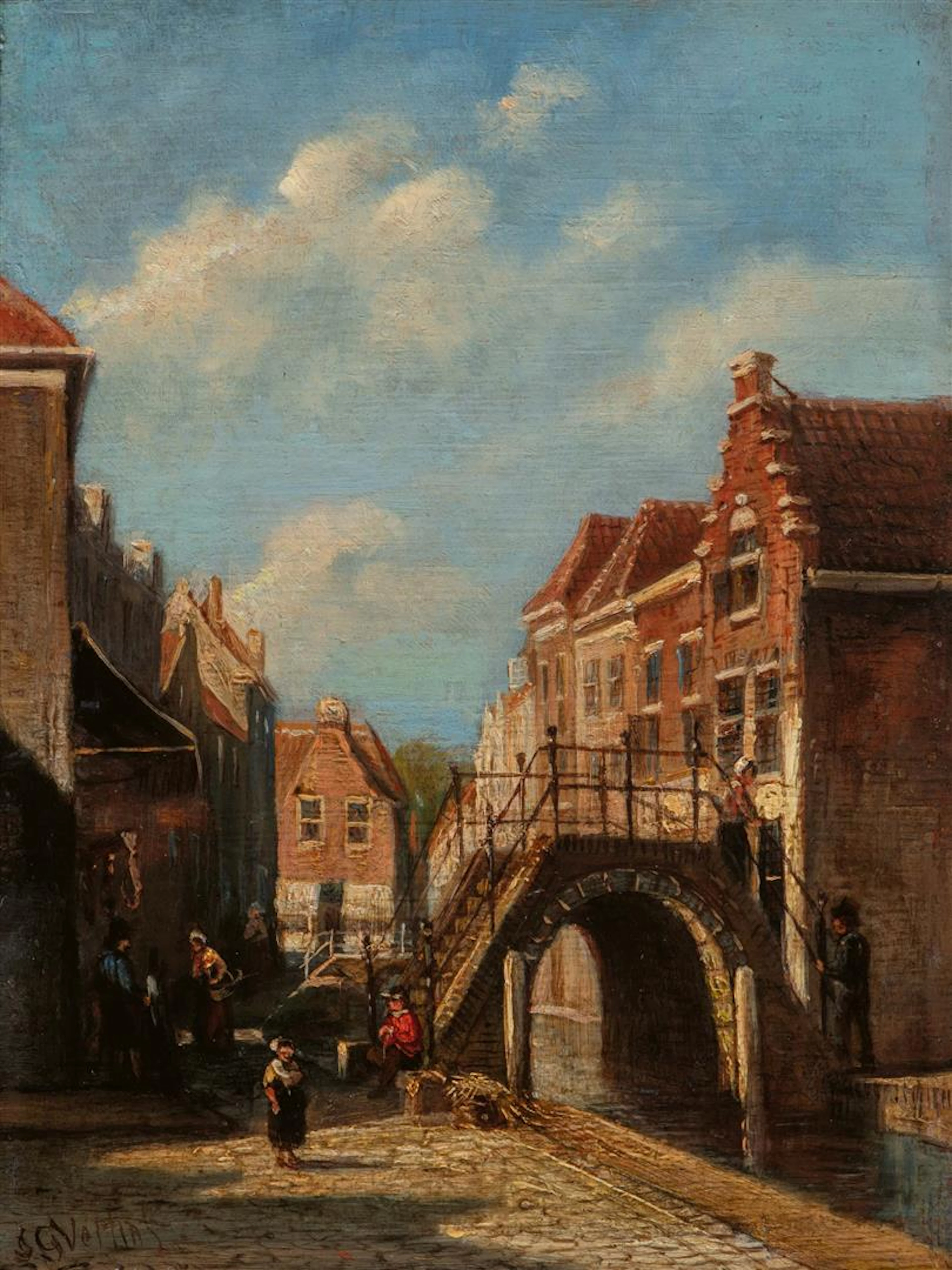 Petrus Gerardus Vertin (The Hague 1819 - 1893) A canal in...