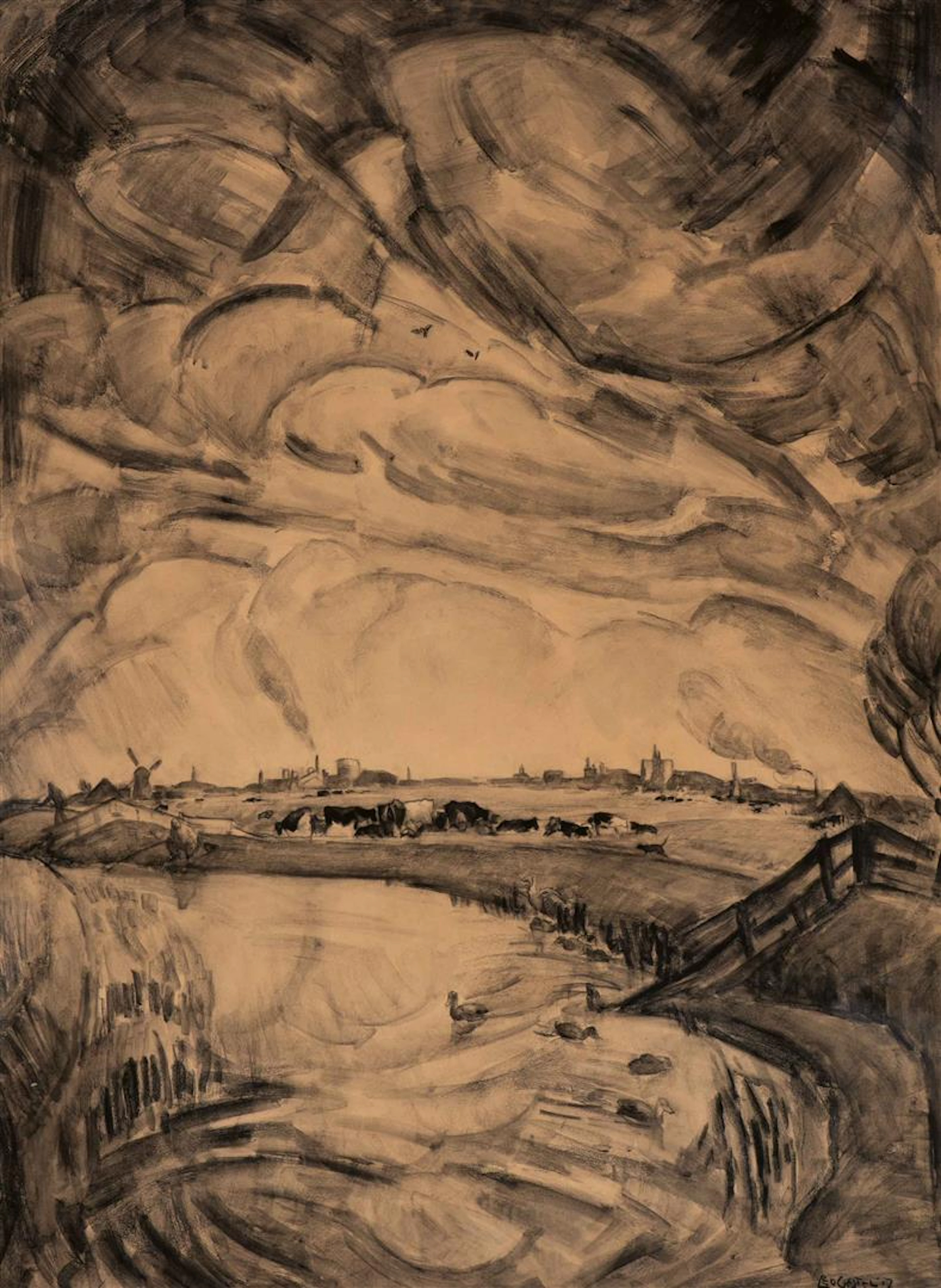 Leo Gestel (Woerden 1881 - Hilversum 1941) Paysage près...