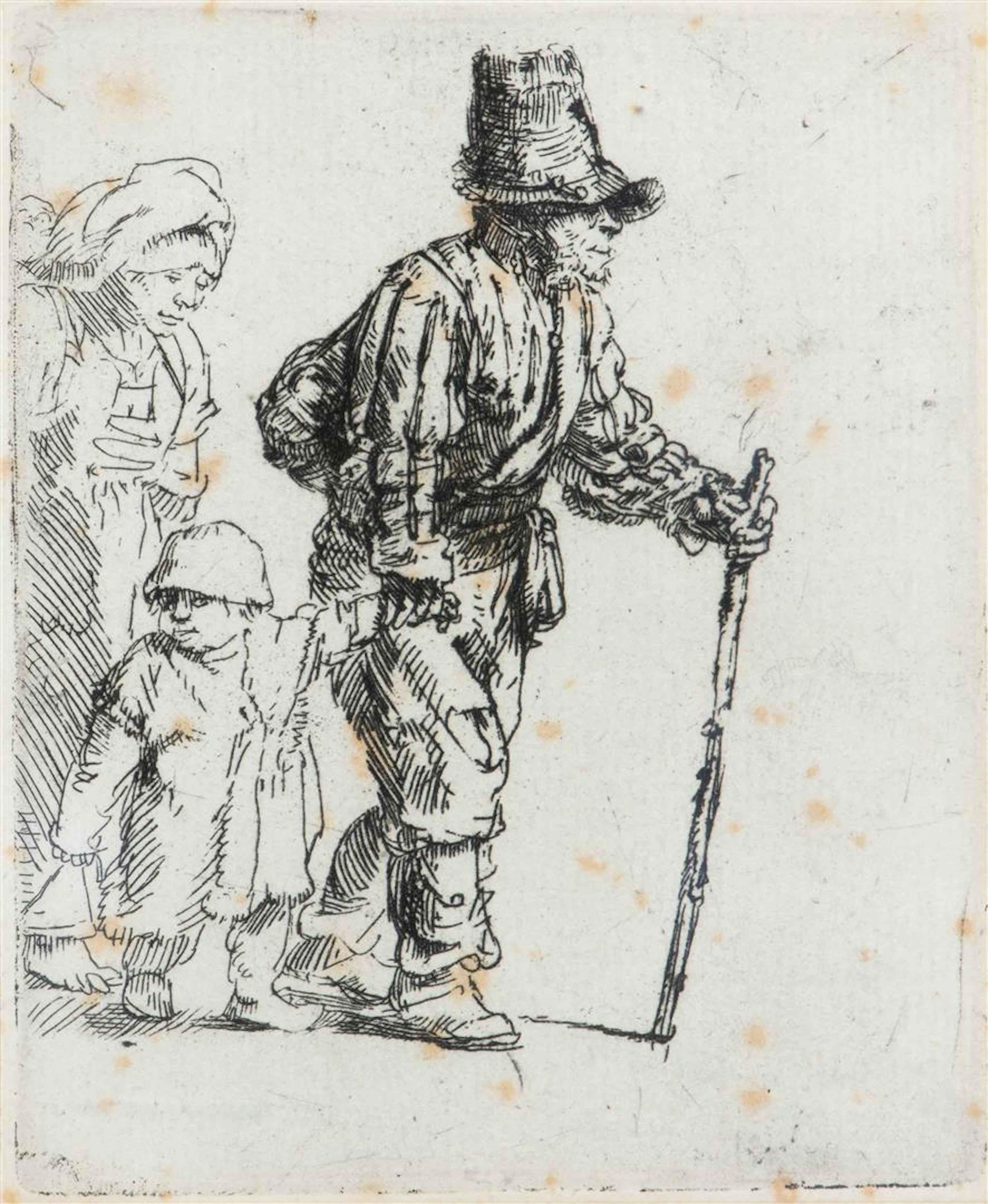 Rembrandt (Leiden 1606 - Amsterdam 1669) Peasant family on the tramp (c