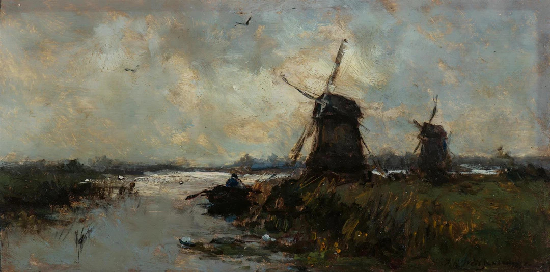 Jan Hendrik Weissenbruch (The Hague 1824 - 1903) A river...